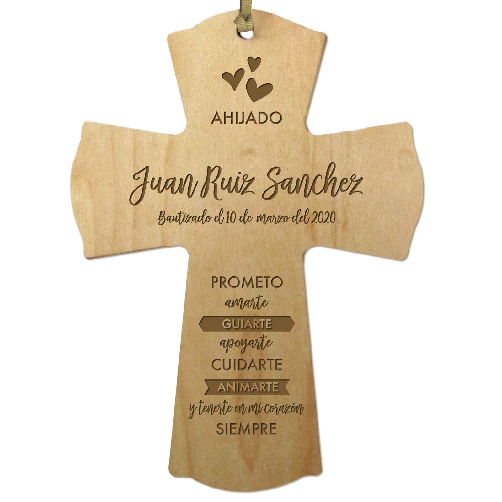 Personalized Baptism Mini Wall Cross Spanish Verse - I Promise To Love You - LifeSong Milestones