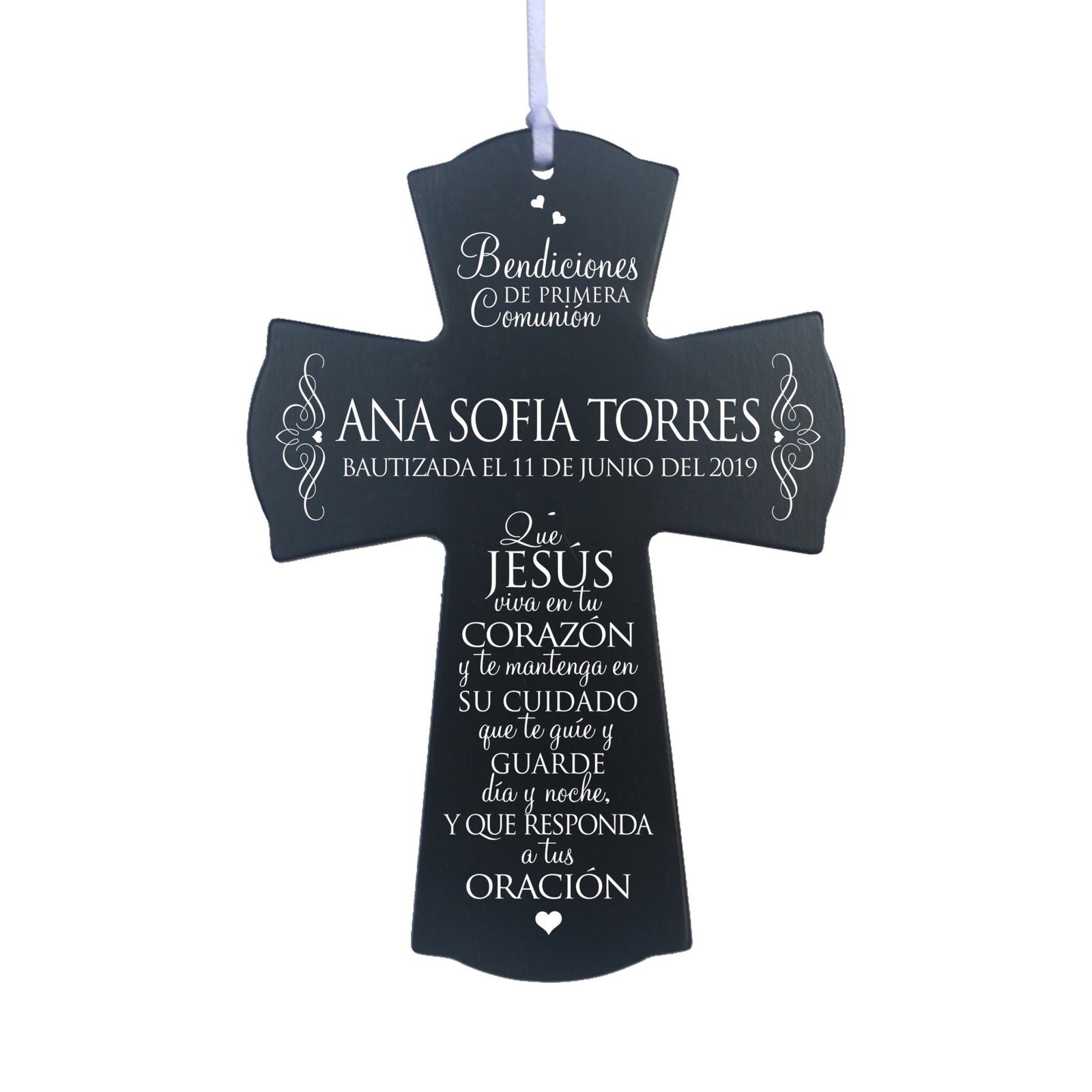 Personalized Baptism Mini Wall Cross Spanish Verse - May Jesus Live - LifeSong Milestones