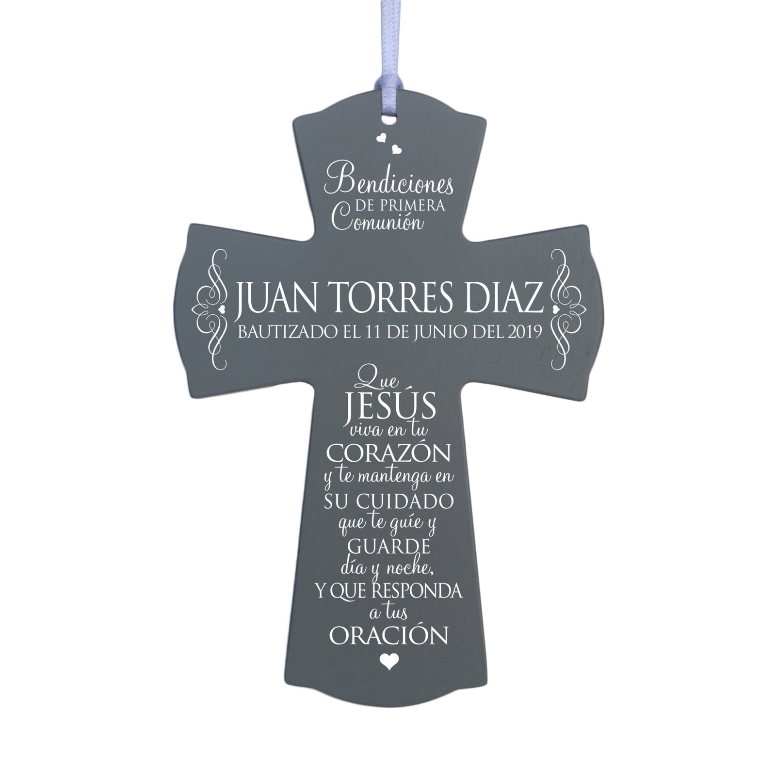 Personalized Baptism Mini Wall Cross Spanish Verse - May Jesus Live - LifeSong Milestones