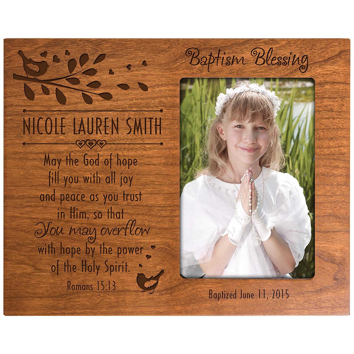 Personalized Baptism Photo Frame Gift "God of Joy" - LifeSong Milestones