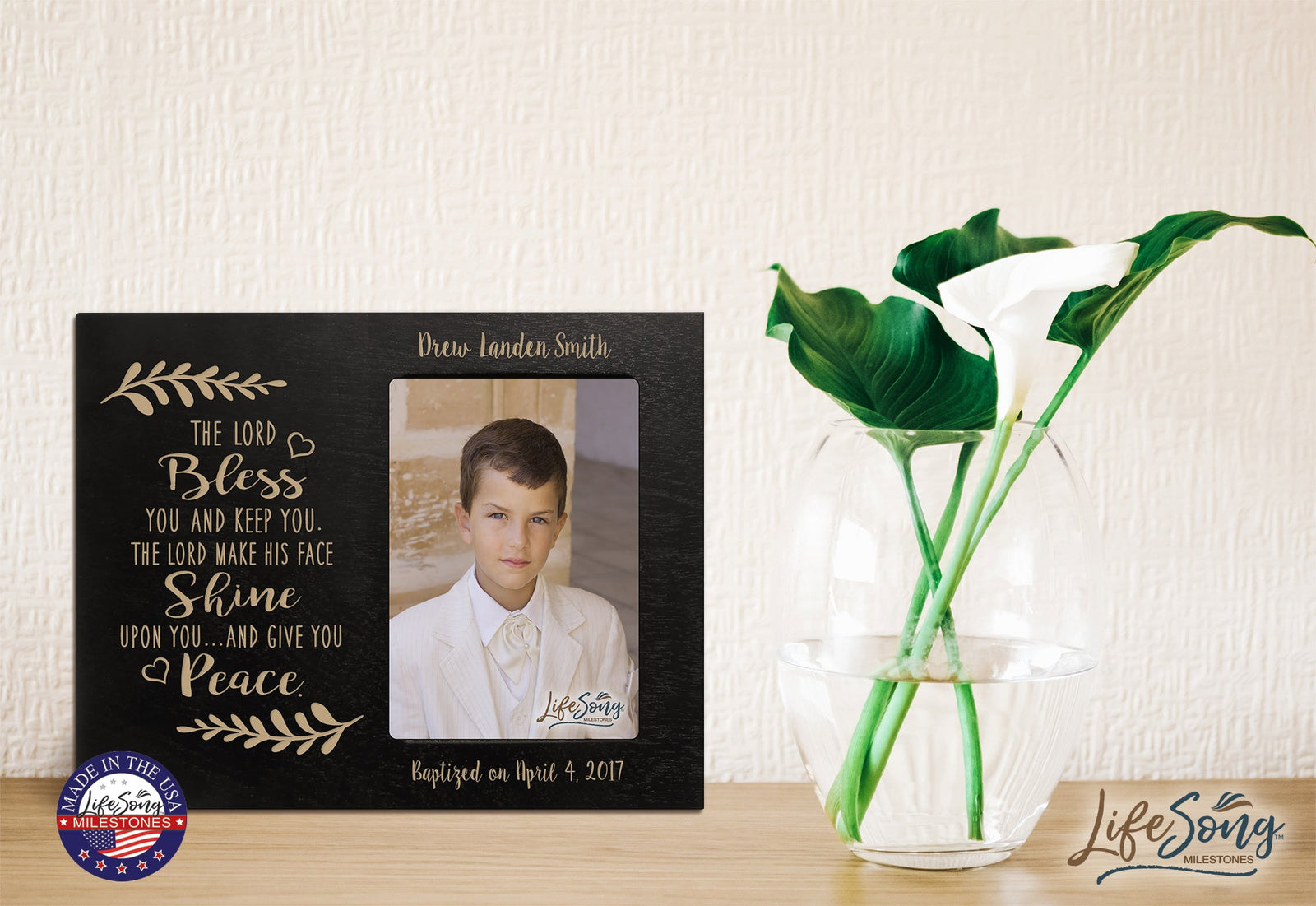 Personalized Baptism Photo Frame - The Lord Bless - LifeSong Milestones