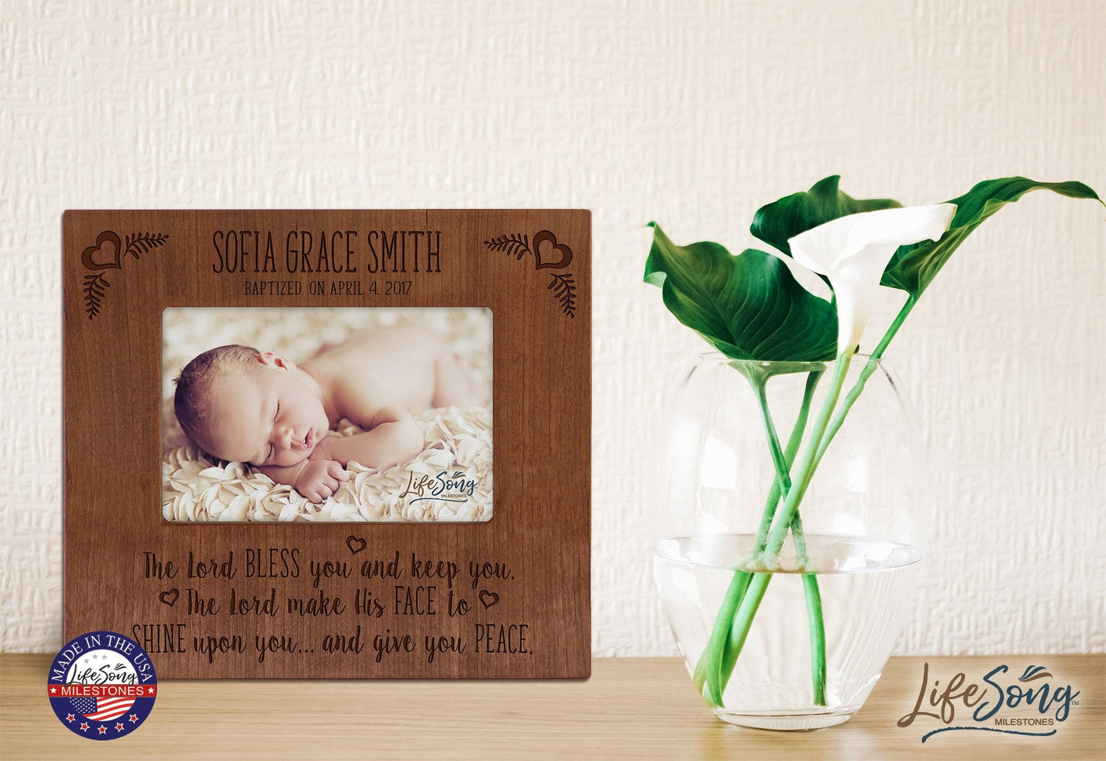 Personalized Baptism Photo Frame - The Lord Bless You - LifeSong Milestones