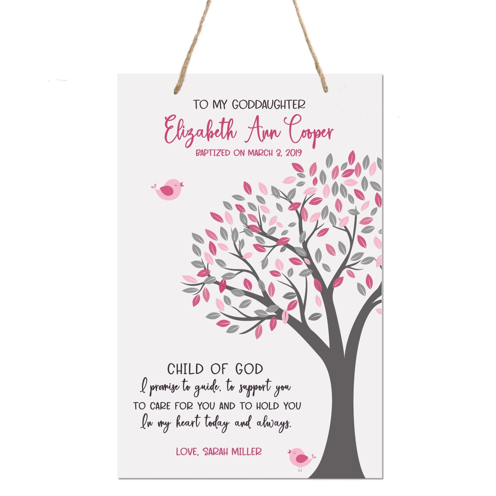 Personalized Baptism Wall Decor Rope Signs Gift for Girl