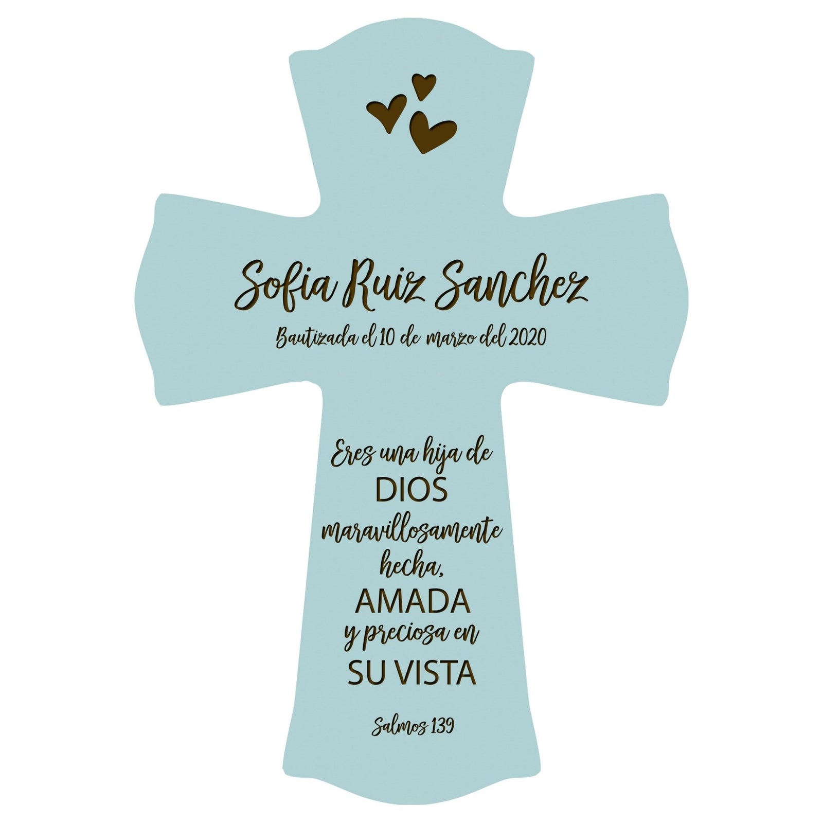 Personalized Baptism Wall Cross Spanish Verse - Child Of God 8”x11.5” - LifeSong Milestones