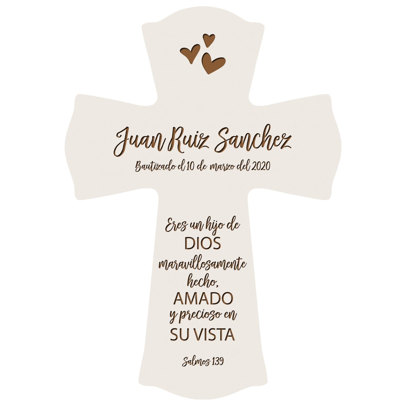 Personalized Baptism Wall Cross Spanish Verse - Child Of God 8”x11.5” - LifeSong Milestones