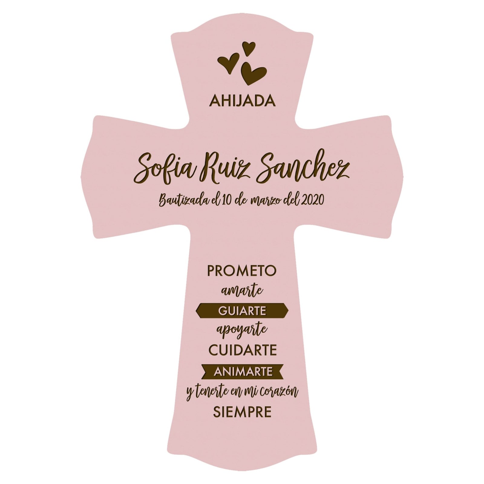 Personalized Baptism Wall Cross Spanish Verse - I Promise To Love 8”x11.5” - LifeSong Milestones