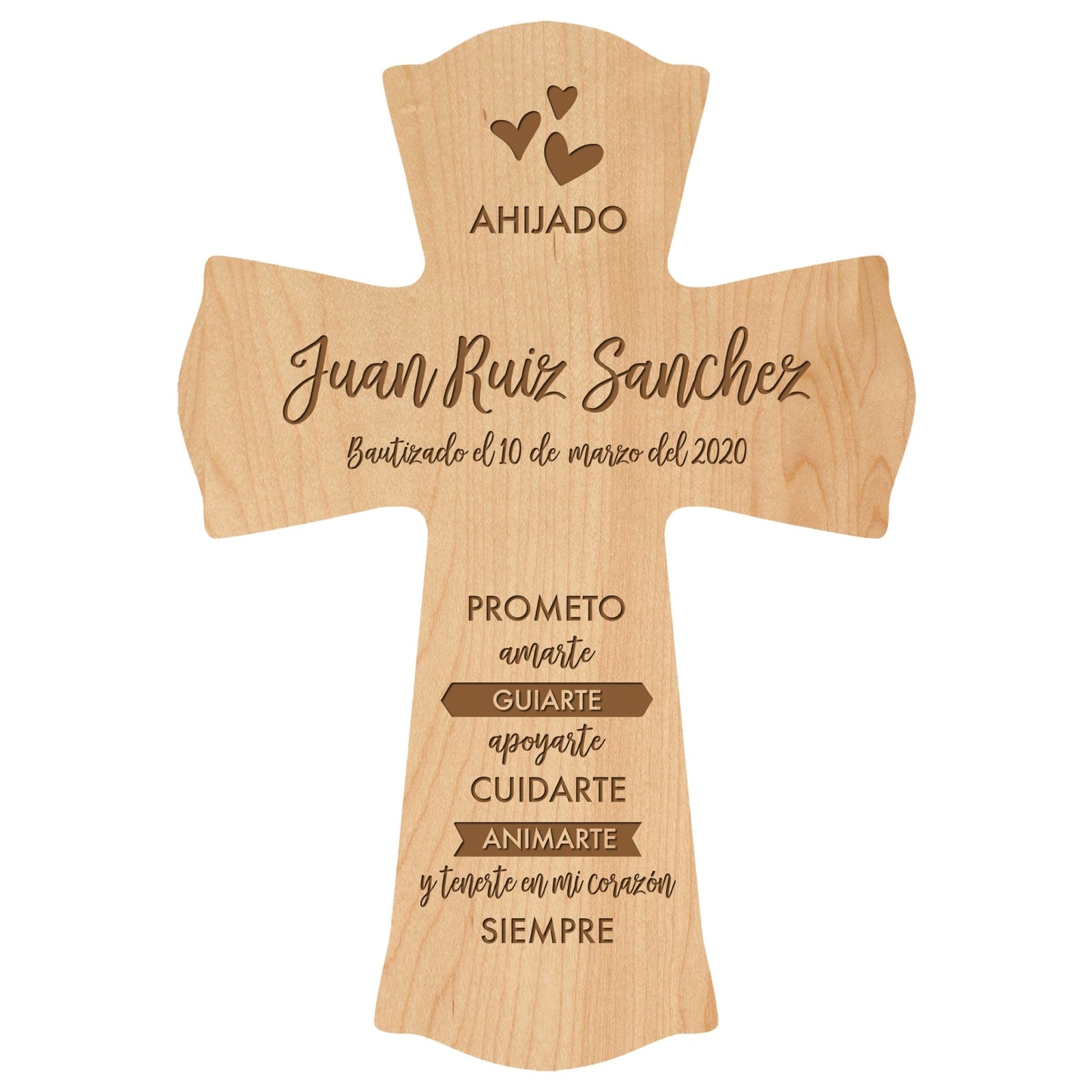 Personalized Baptism Wall Cross Spanish Verse - I Promise To Love 8”x11.5” - LifeSong Milestones