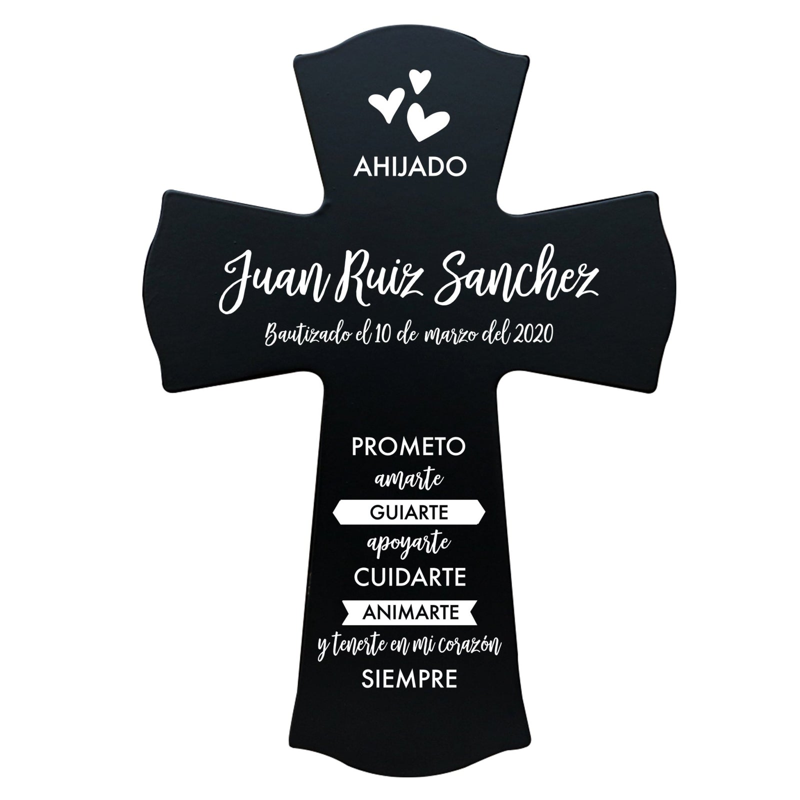 Personalized Baptism Wall Cross Spanish Verse - I Promise To Love 8”x11.5” - LifeSong Milestones