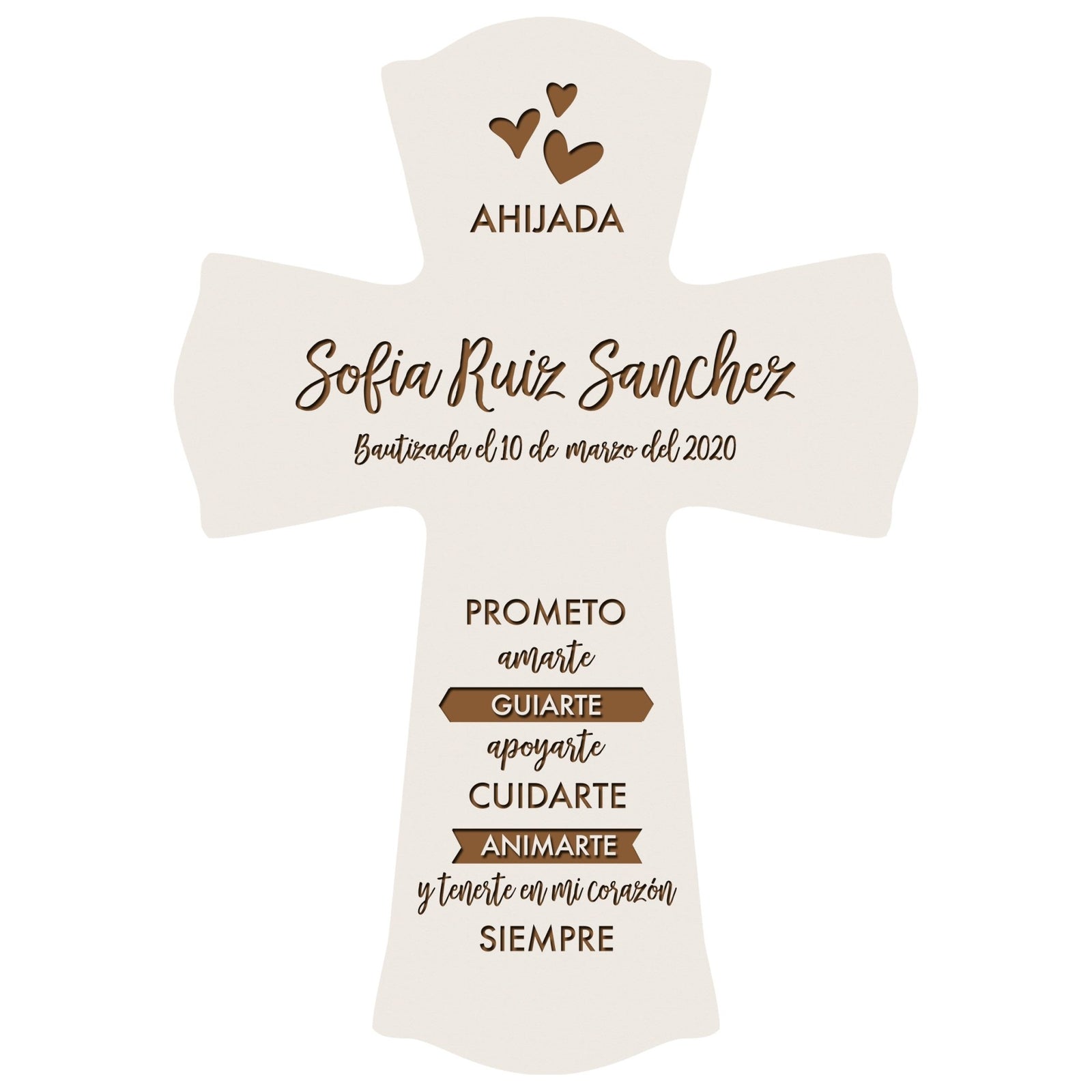 Personalized Baptism Wall Cross Spanish Verse - I Promise To Love 8”x11.5” - LifeSong Milestones