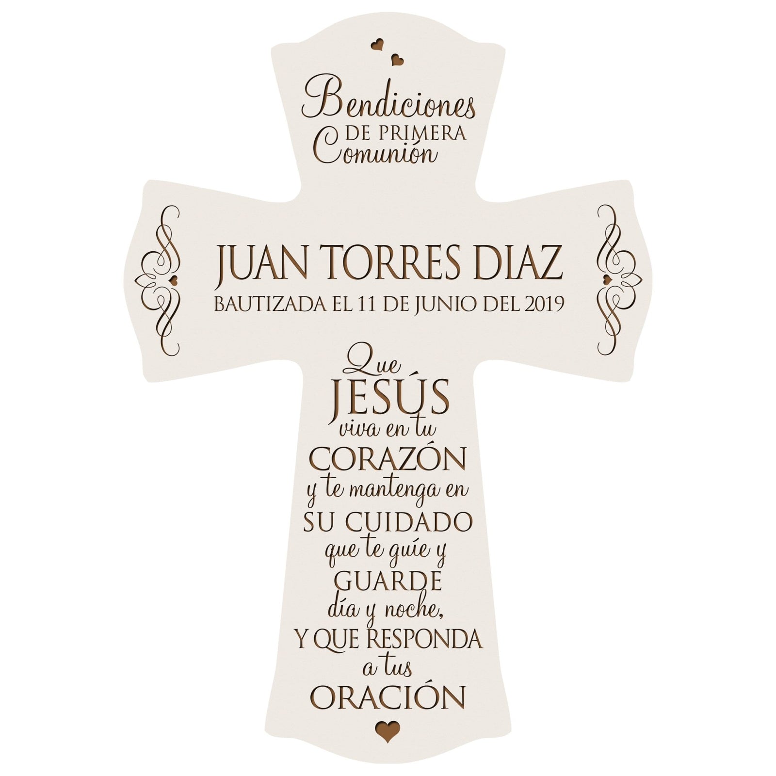 Personalized Baptism Wall Cross Spanish Verse - May Jesus Live Within 8”x11.5” - LifeSong Milestones