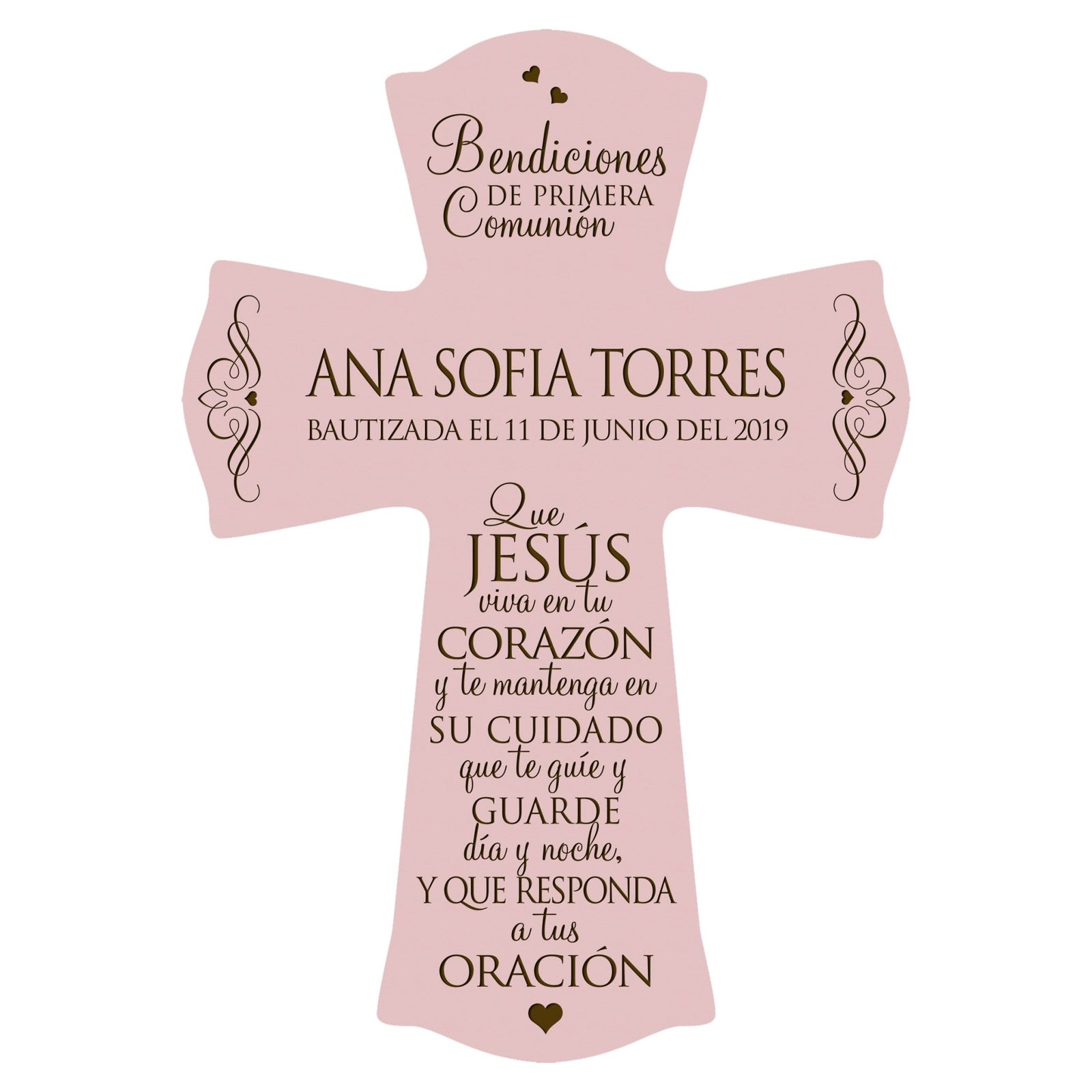 Personalized Baptism Wall Cross Spanish Verse - May Jesus Live Within 8”x11.5” - LifeSong Milestones