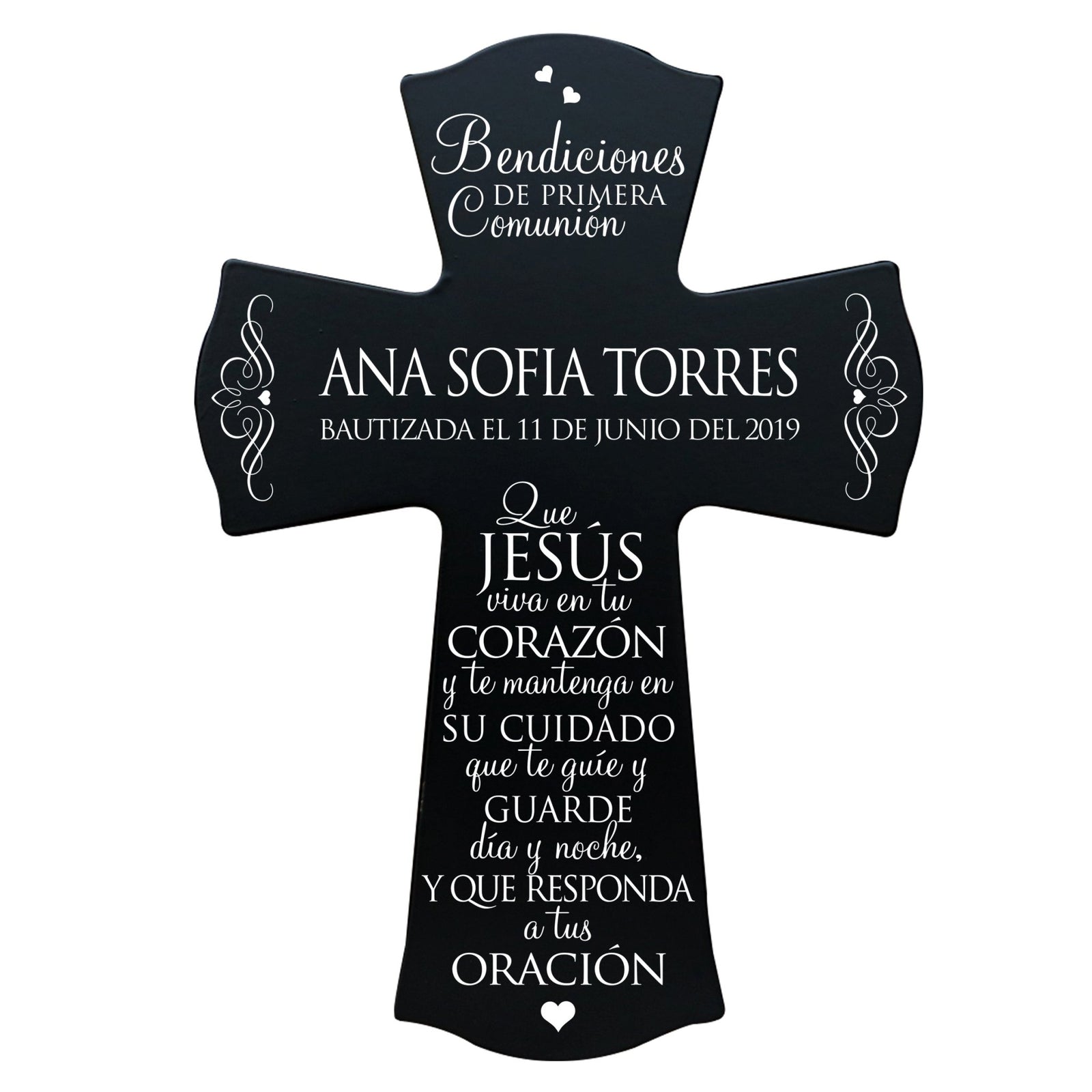 Personalized Baptism Wall Cross Spanish Verse - May Jesus Live Within 8”x11.5” - LifeSong Milestones
