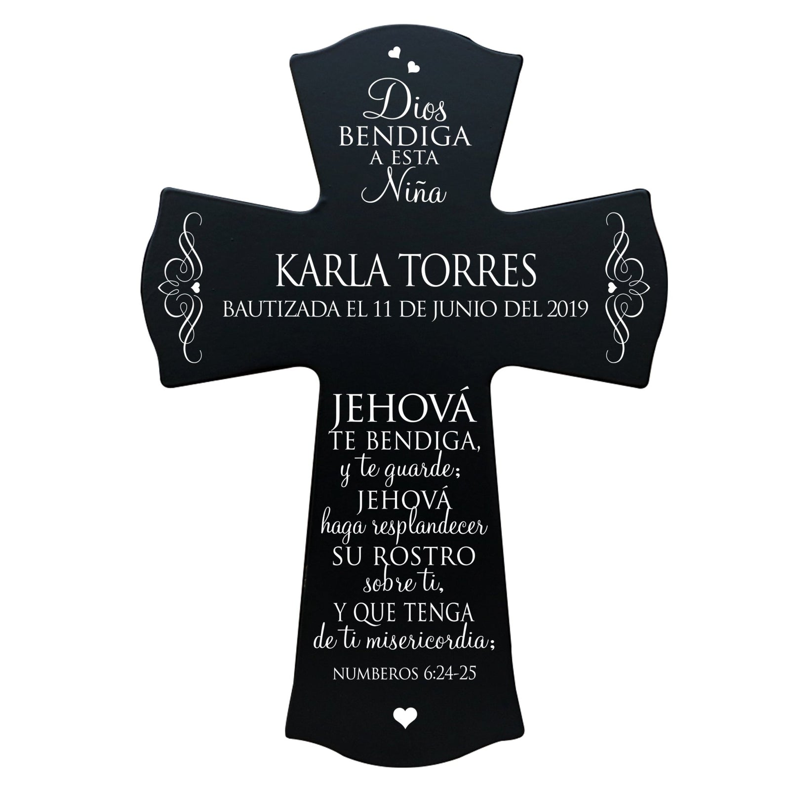 Personalized Baptism Wall Cross Spanish Verse - The Lord Bless You 8”x11.5” - LifeSong Milestones