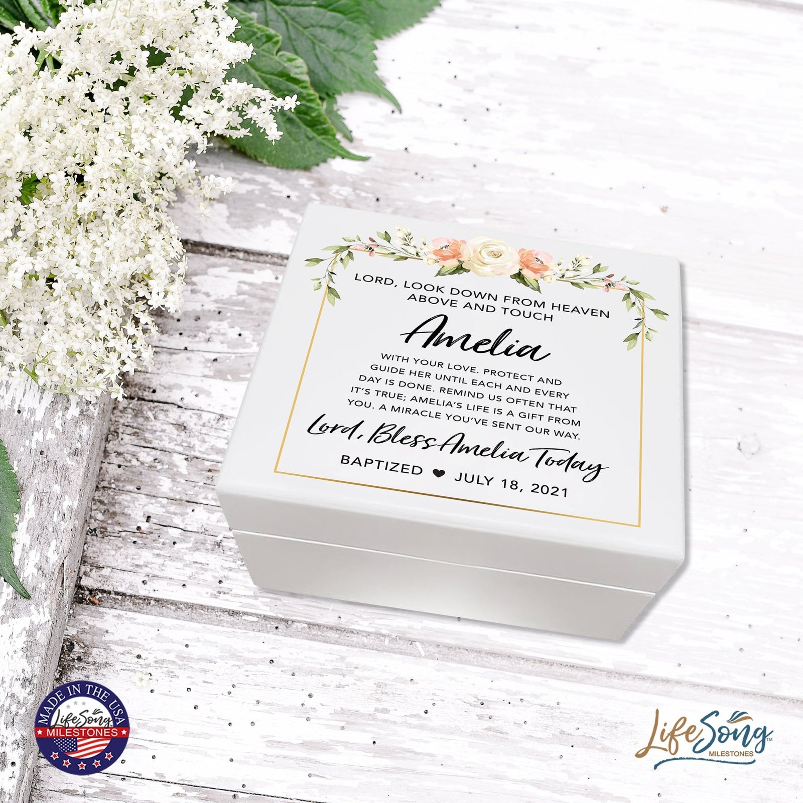 Lifesong Milestones Personalized Baptism Keepsake Jewelry Box Gift for Boys and Girls
