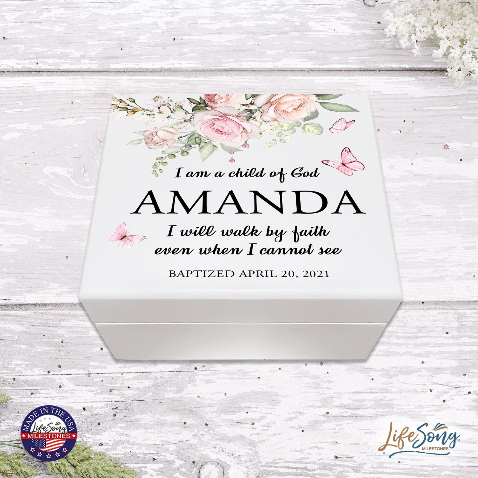 Lifesong Milestones Personalized Baptism Keepsake Jewelry Box Gift for Boys and Girls