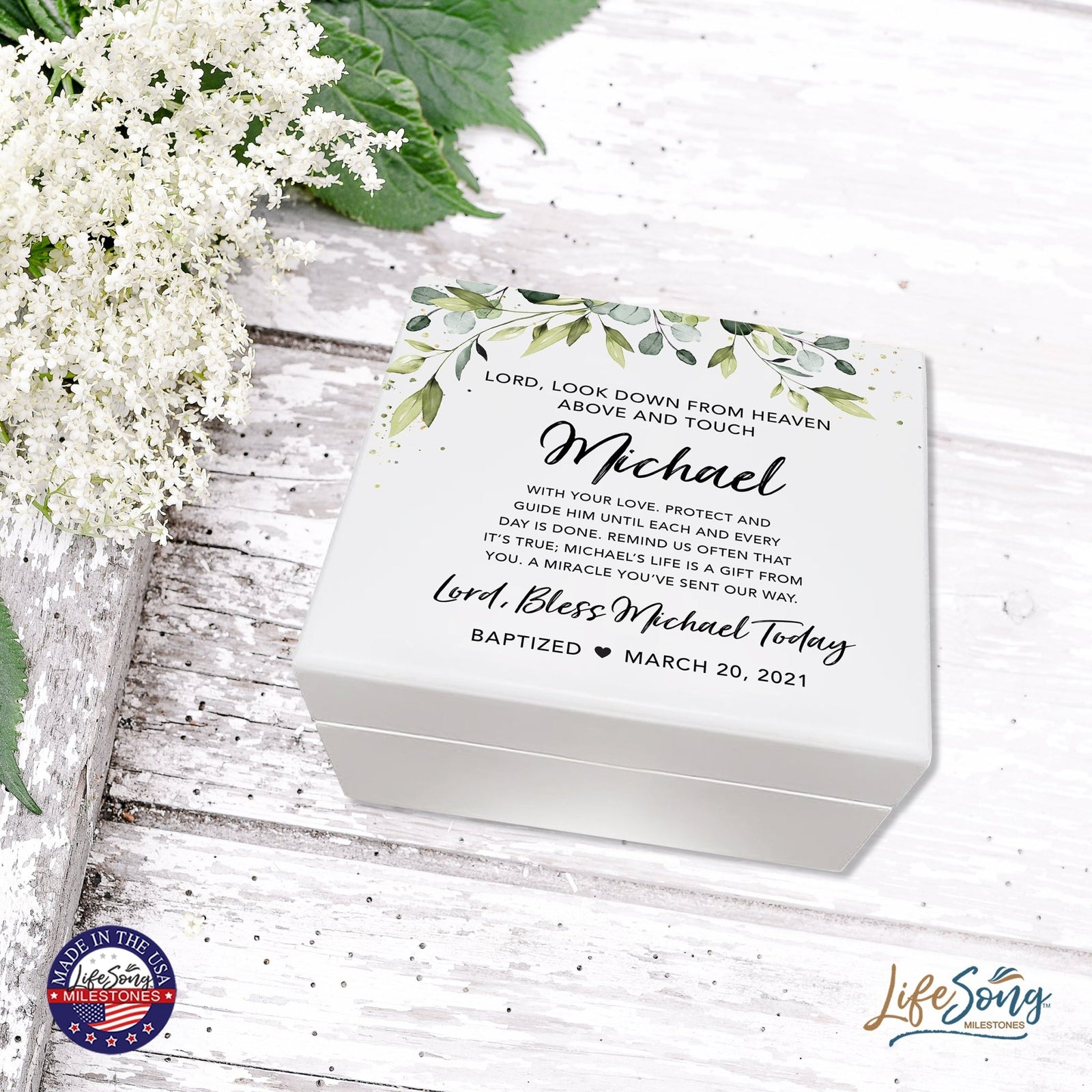 Lifesong Milestones Personalized Baptism Keepsake Jewelry Box Gift for Boys and Girls