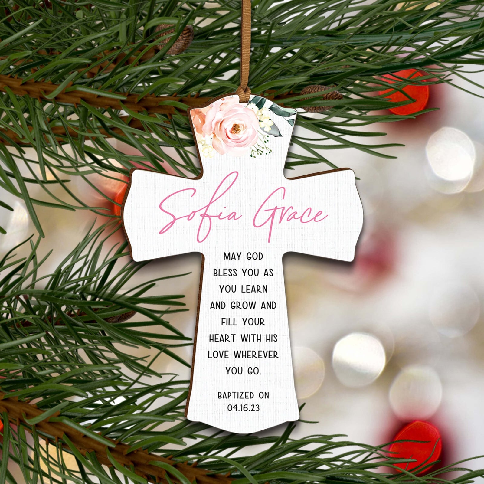 Personalized Baptism Wooden Mini Cross - LifeSong Milestones