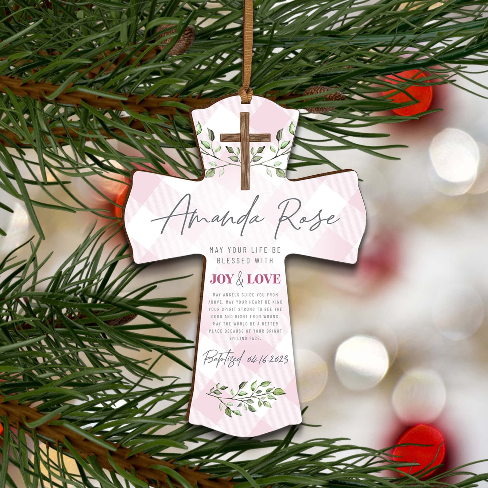 Personalized Baptism Wooden Mini Cross - LifeSong Milestones