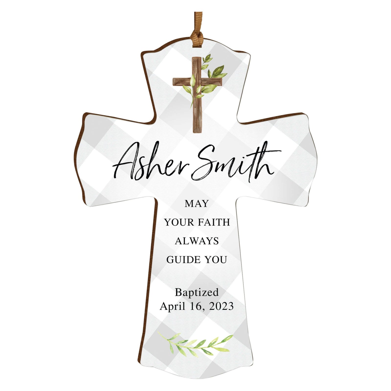 Personalized Baptism Wooden Mini Cross - LifeSong Milestones
