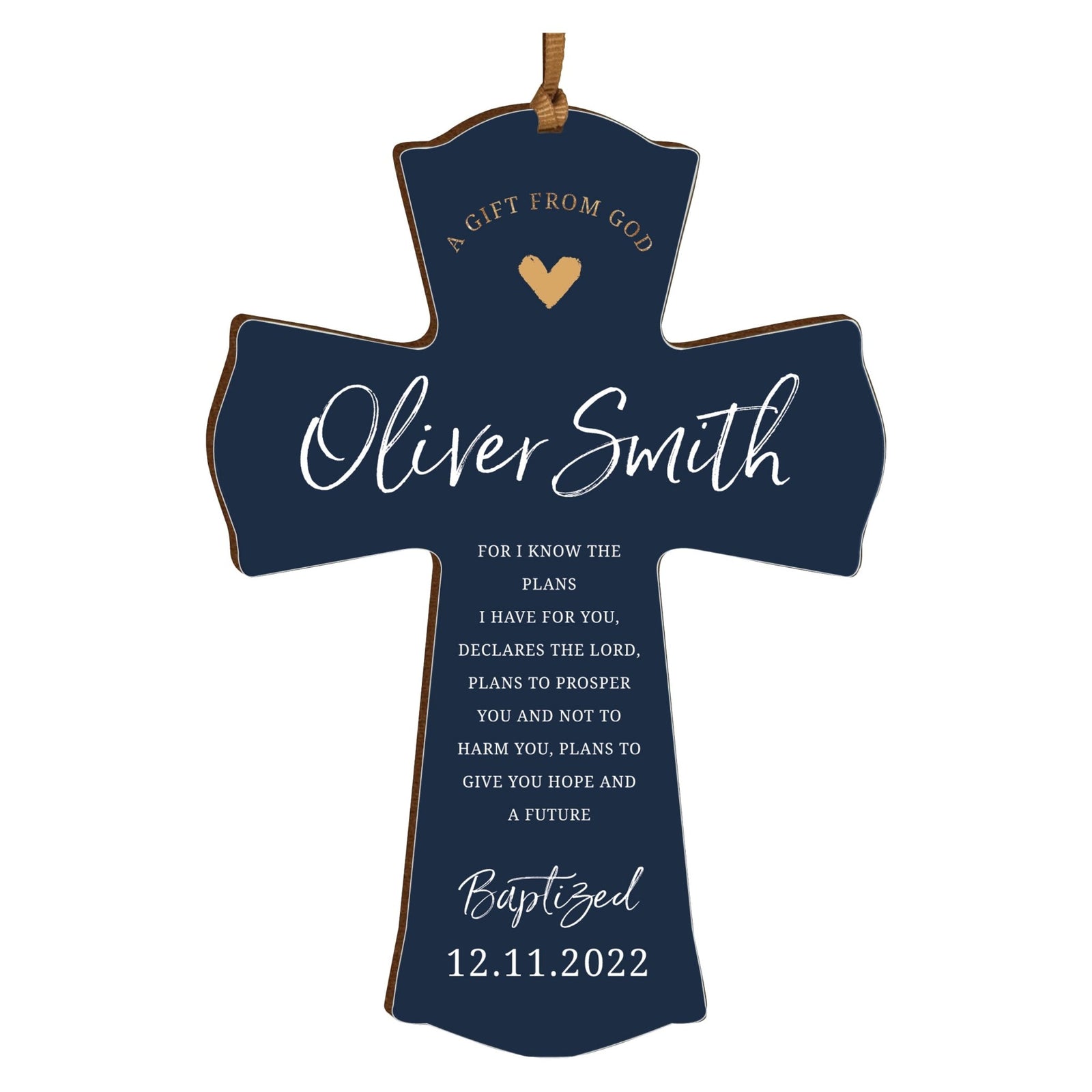 Personalized Baptism Wooden Mini Cross - LifeSong Milestones