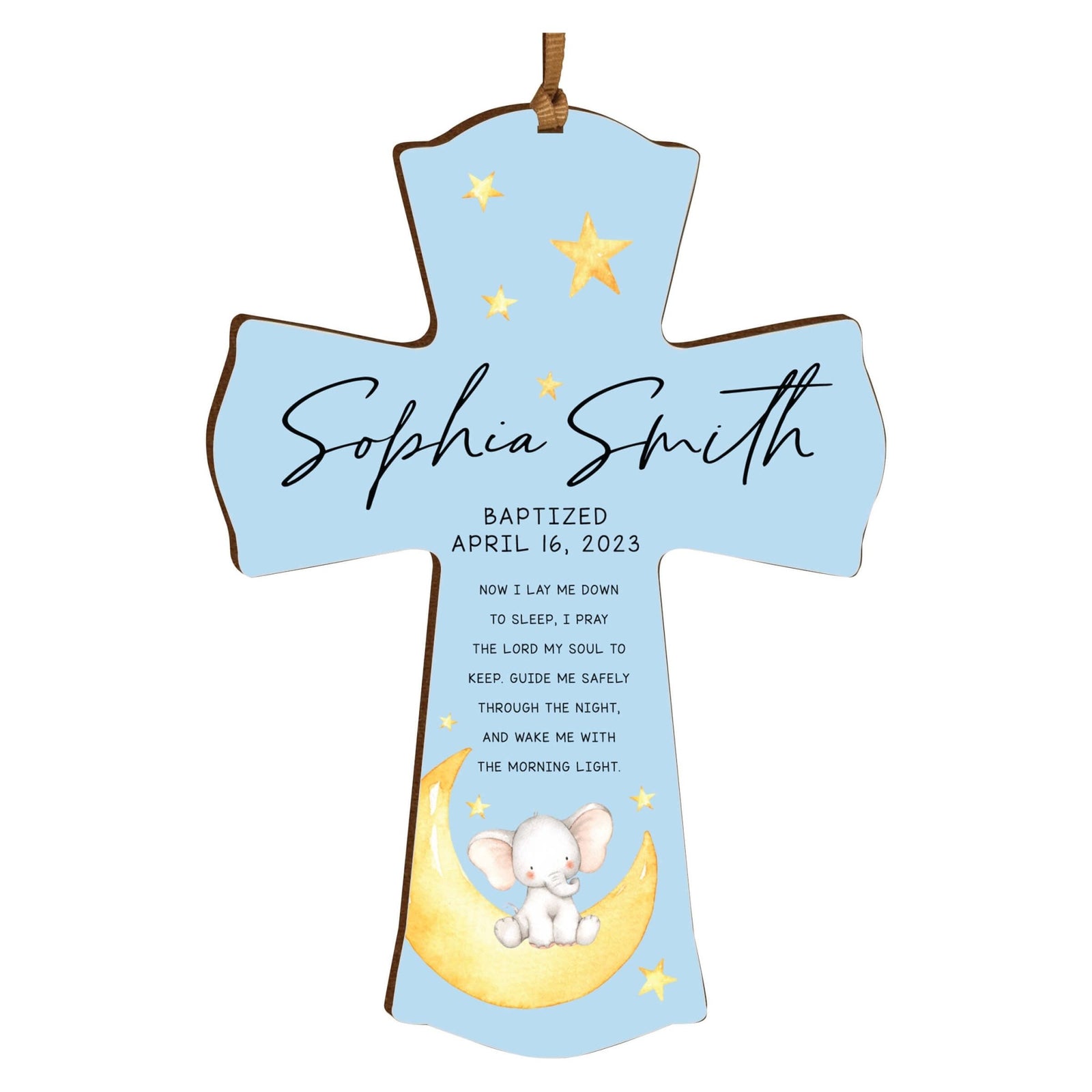 Personalized Baptism Wooden Mini Cross - Now I Lay Me Down - LifeSong Milestones