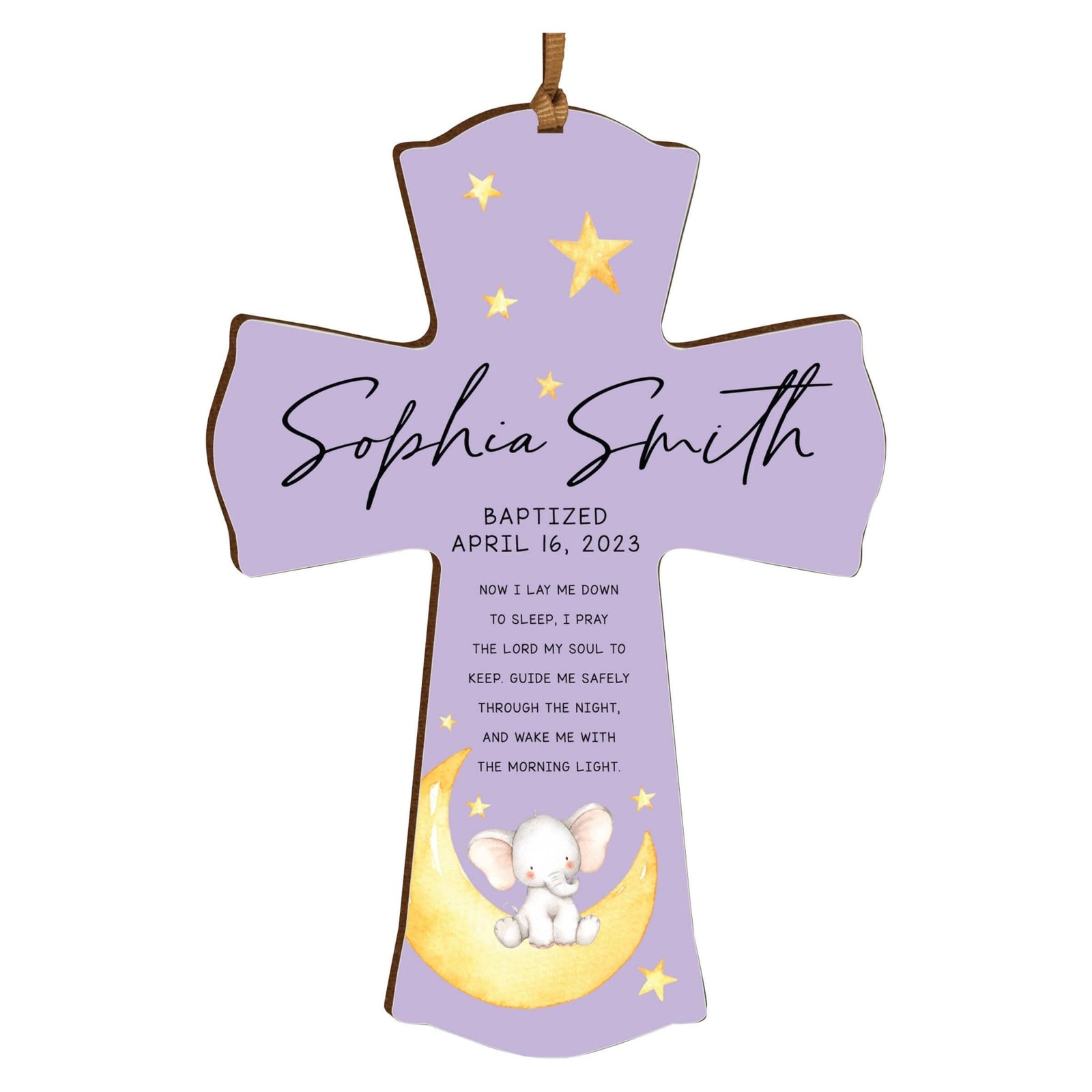 Personalized Baptism Wooden Mini Cross - Now I Lay Me Down - LifeSong Milestones