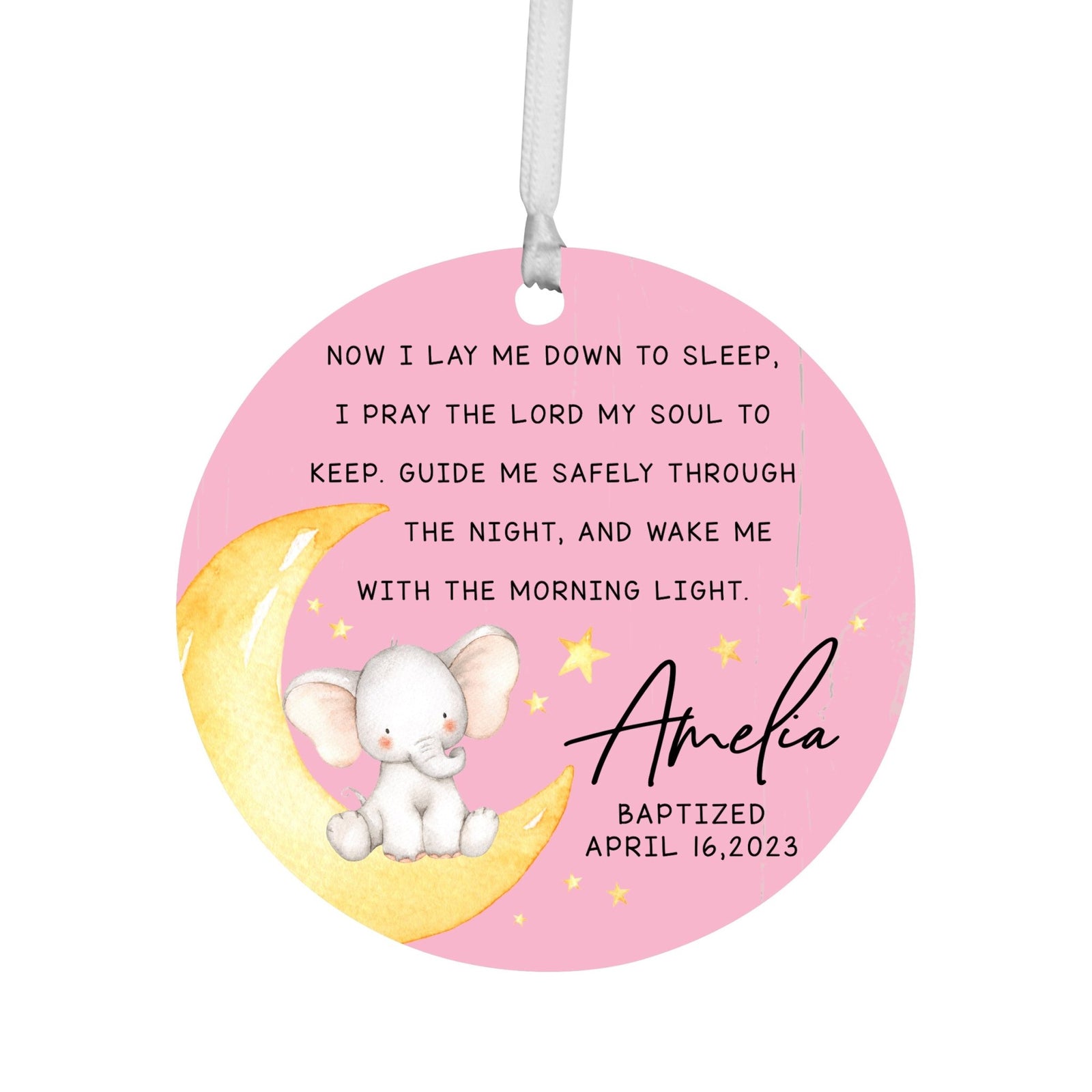 Personalized Baptism Wooden Ornament - May God Bless You - LifeSong Milestones