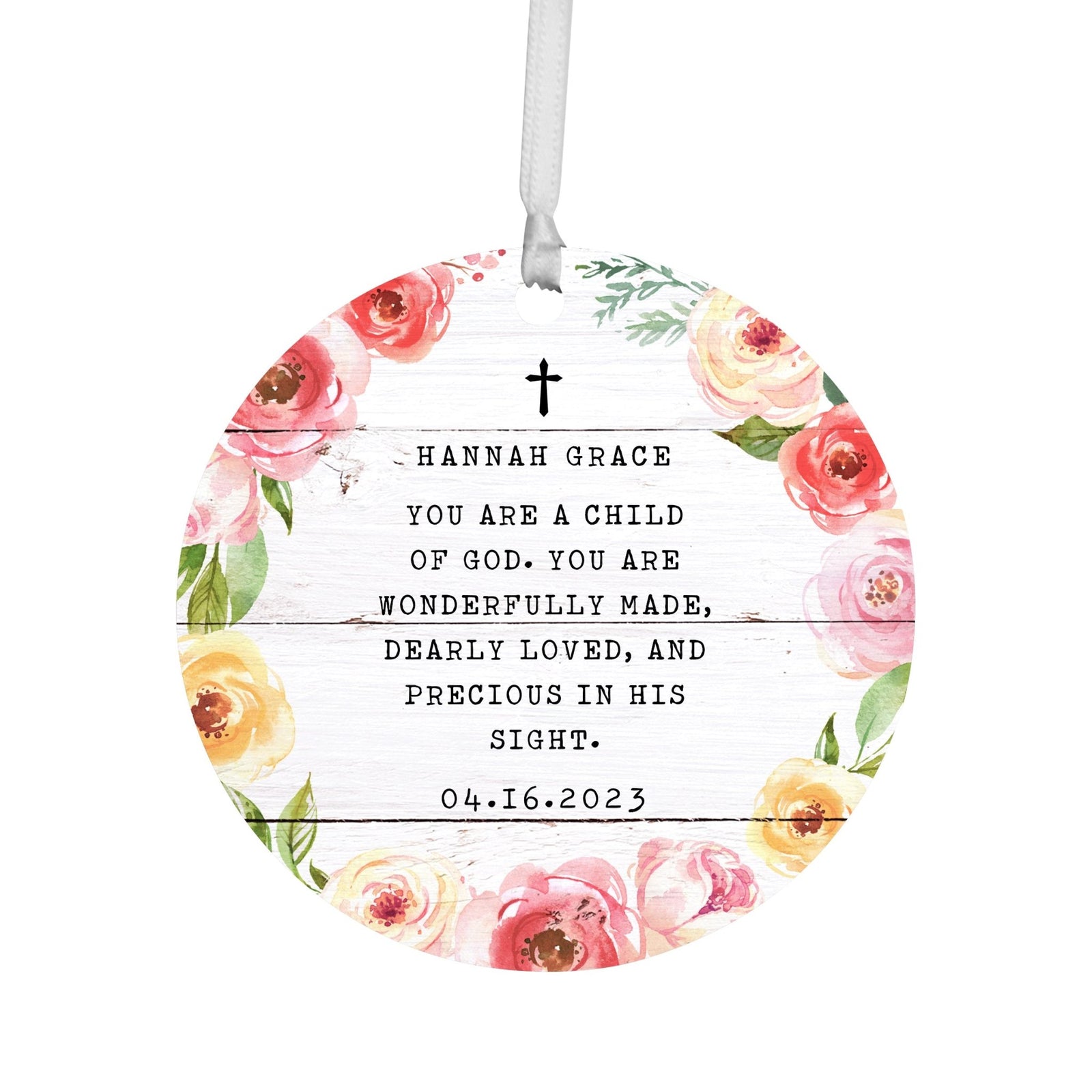 Personalized Baptism Wooden Ornament - May God Bless You - LifeSong Milestones
