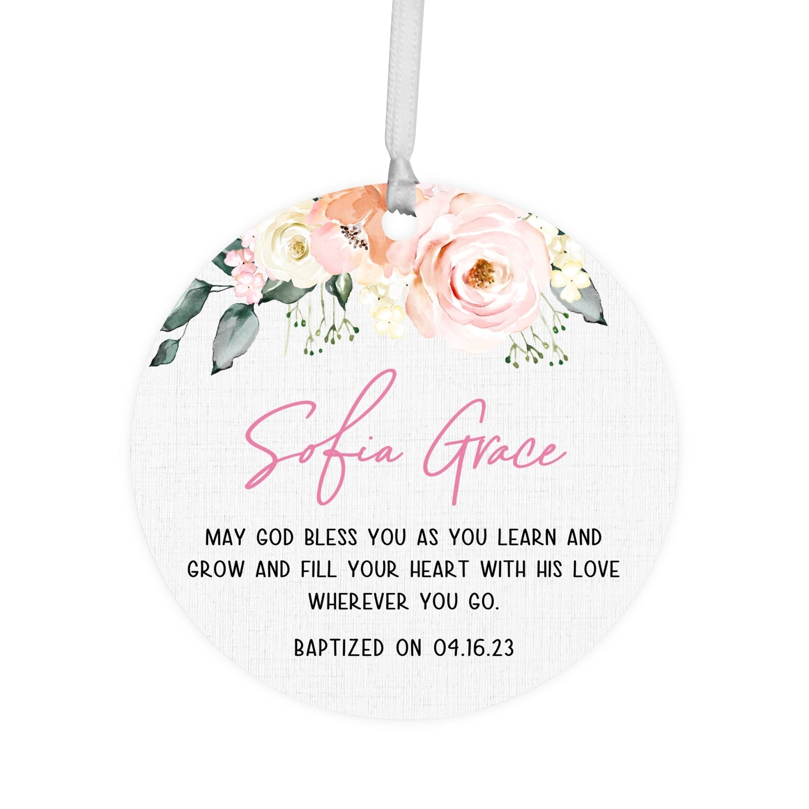 Personalized Baptism Wooden Ornament - May God Bless You - LifeSong Milestones