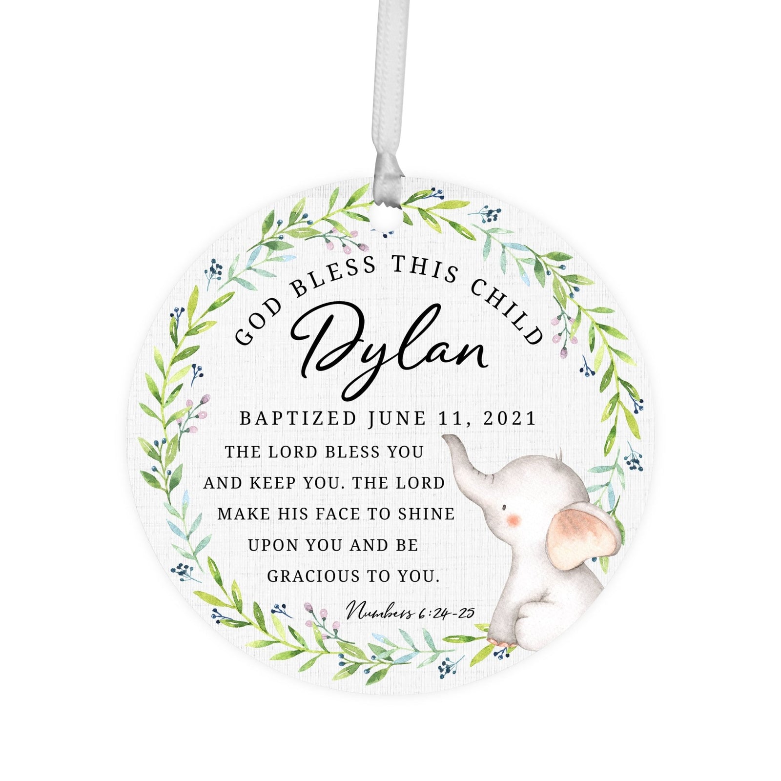 Personalized Baptism Wooden Ornament - May God Bless You - LifeSong Milestones