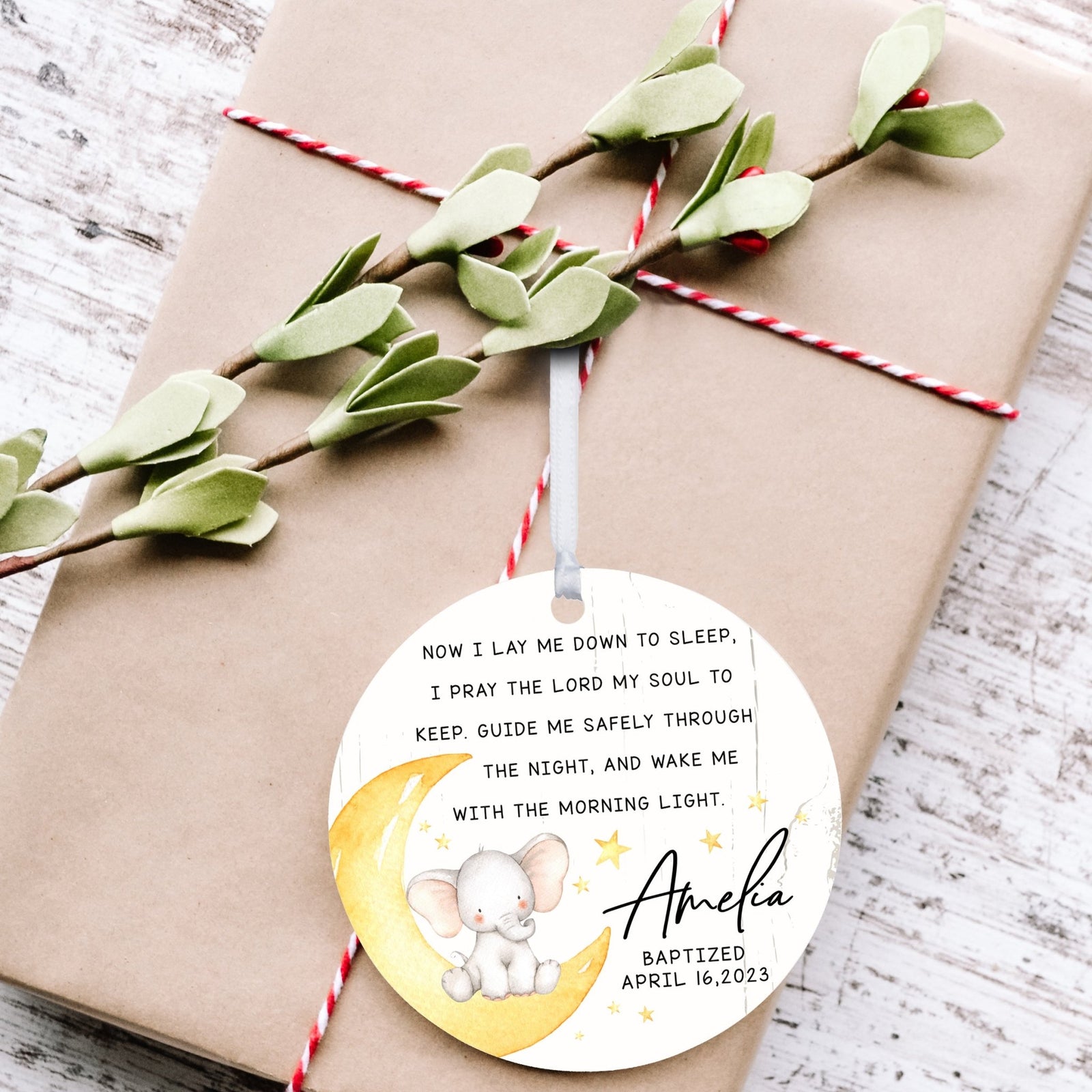 Personalized Baptism Wooden Ornament - May God Bless You - LifeSong Milestones