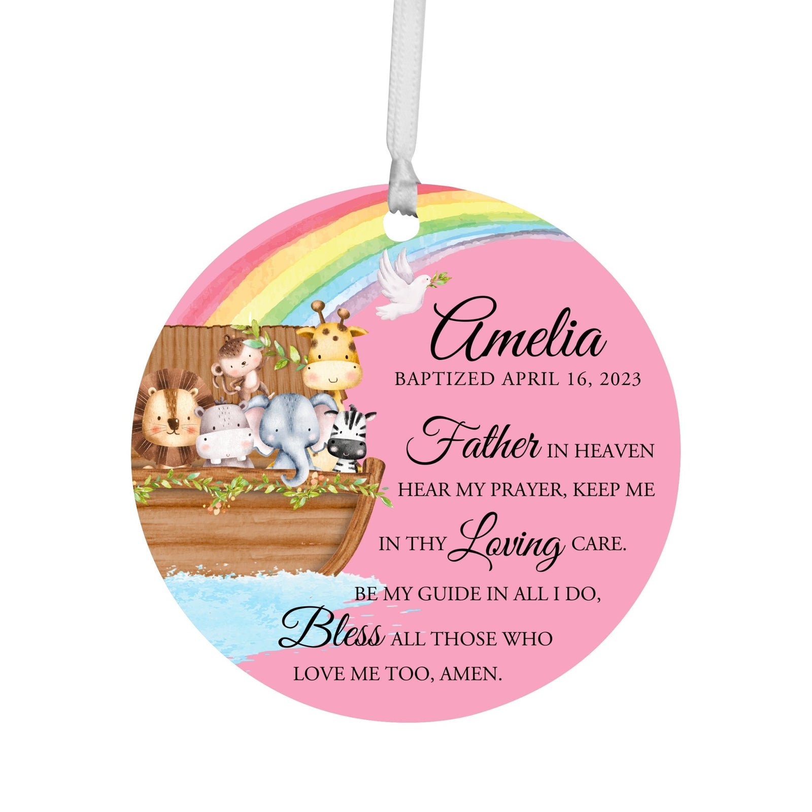 Personalized Baptism Wooden Ornament - May God Bless You - LifeSong Milestones