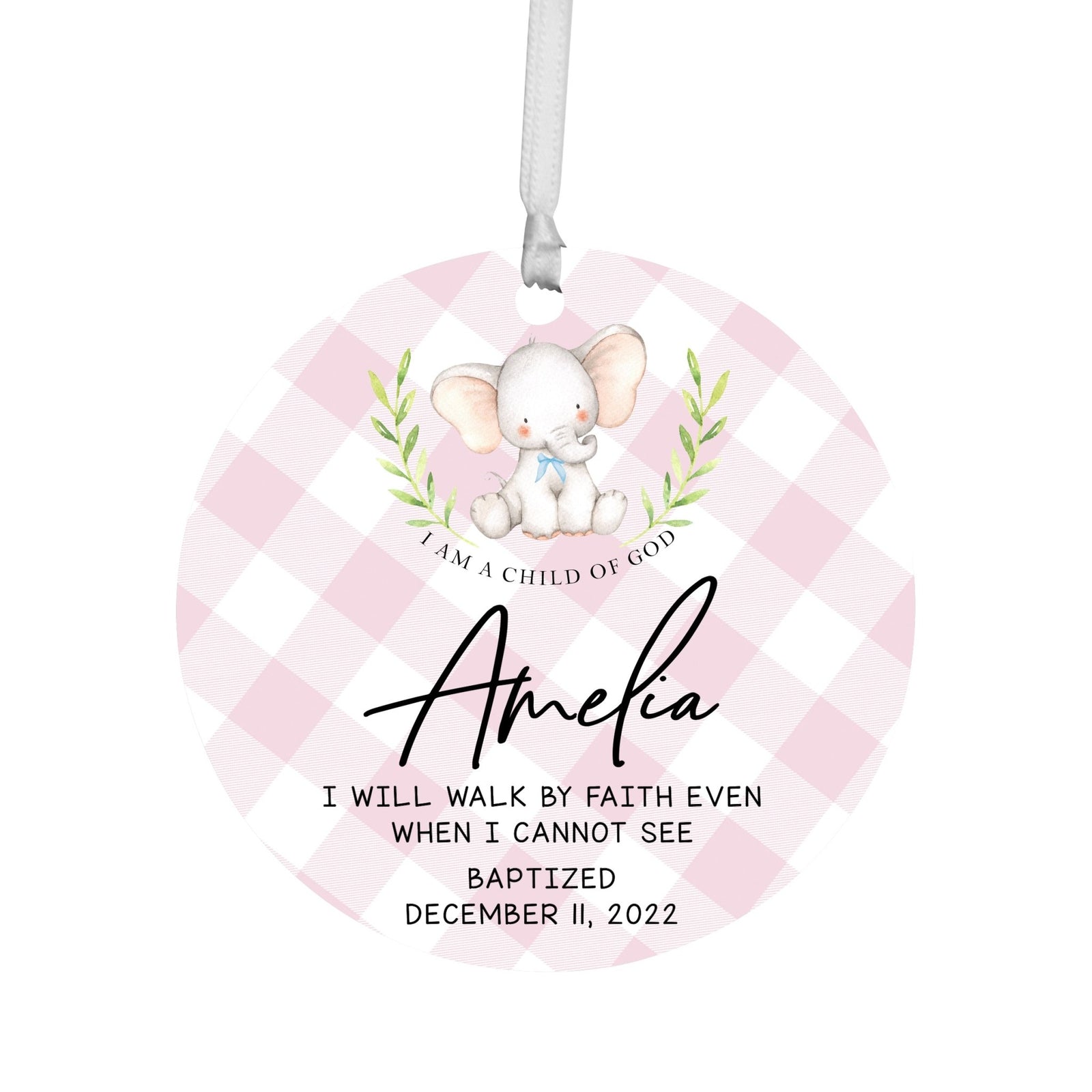 Personalized Baptism Wooden Ornament - May God Bless You - LifeSong Milestones