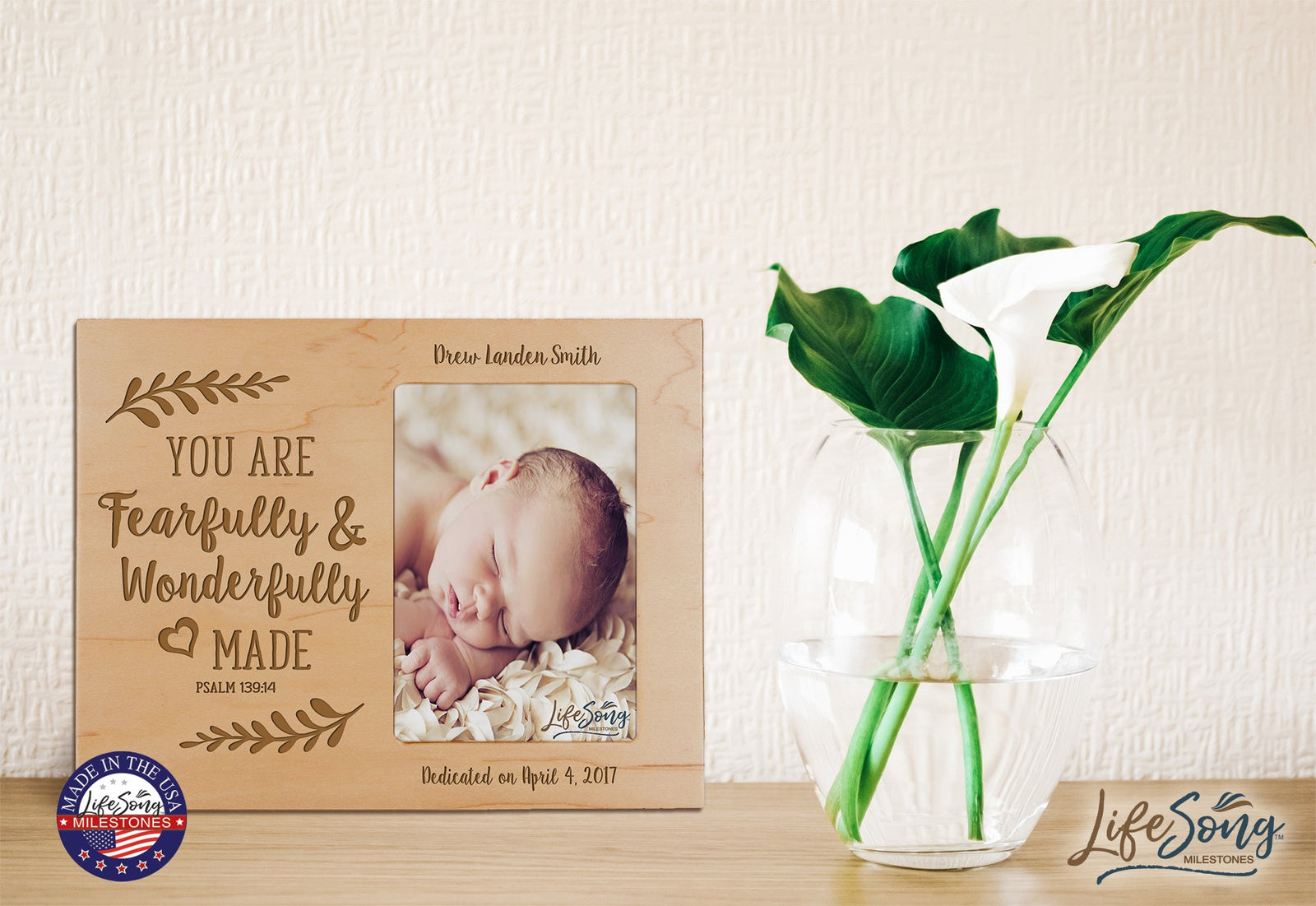 Personalized Baptized Photo Frame - Fearfully & Wonderfully - LifeSong Milestones