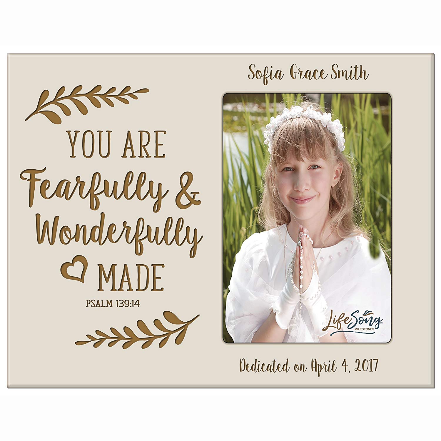 Personalized Baptized Photo Frame - Fearfully & Wonderfully - LifeSong Milestones