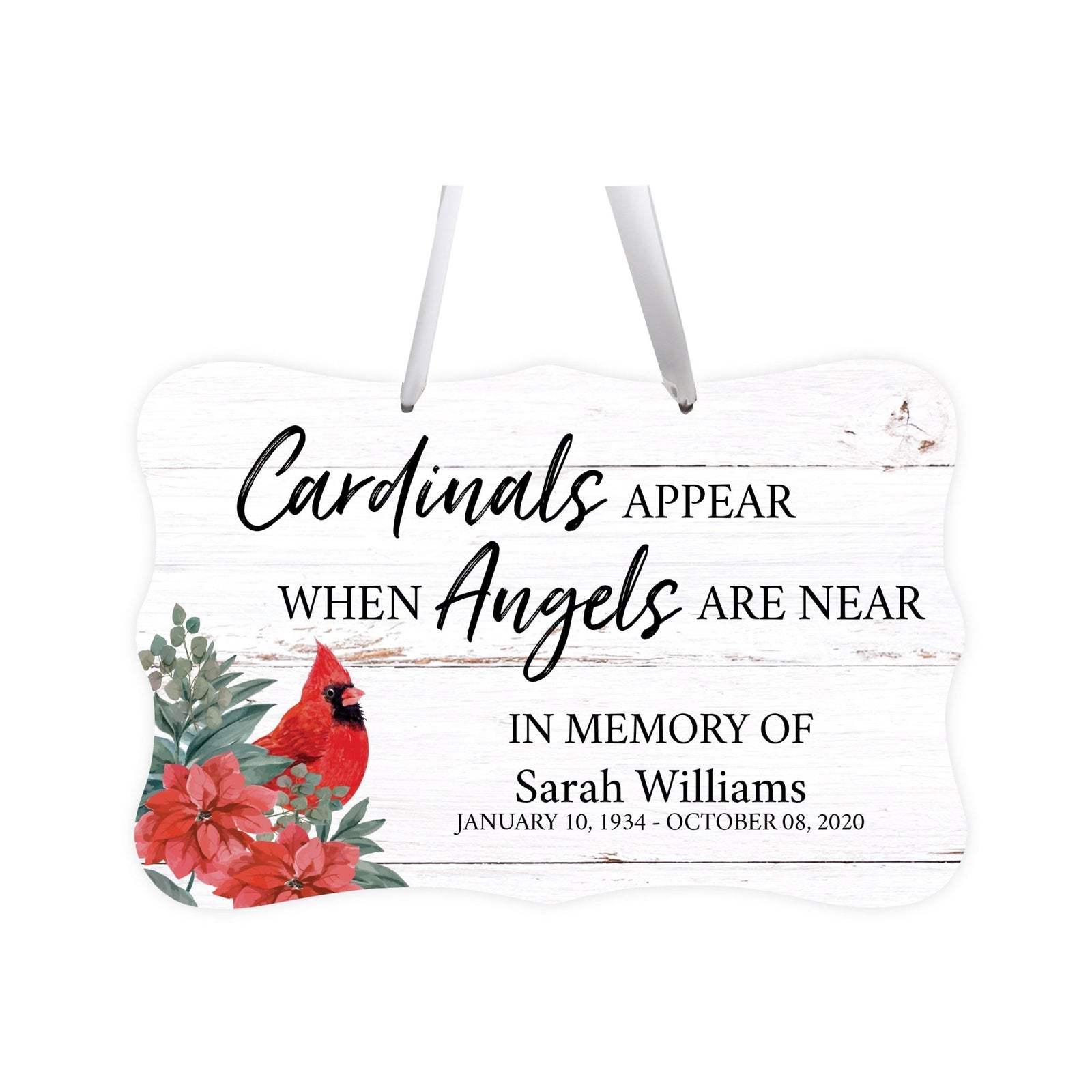 Personalized Cardinal Memorial Christmas Wall Sign 14in with Inspirational Verse Keepsake Gift Cardinals Appears When - LifeSong Milestones
