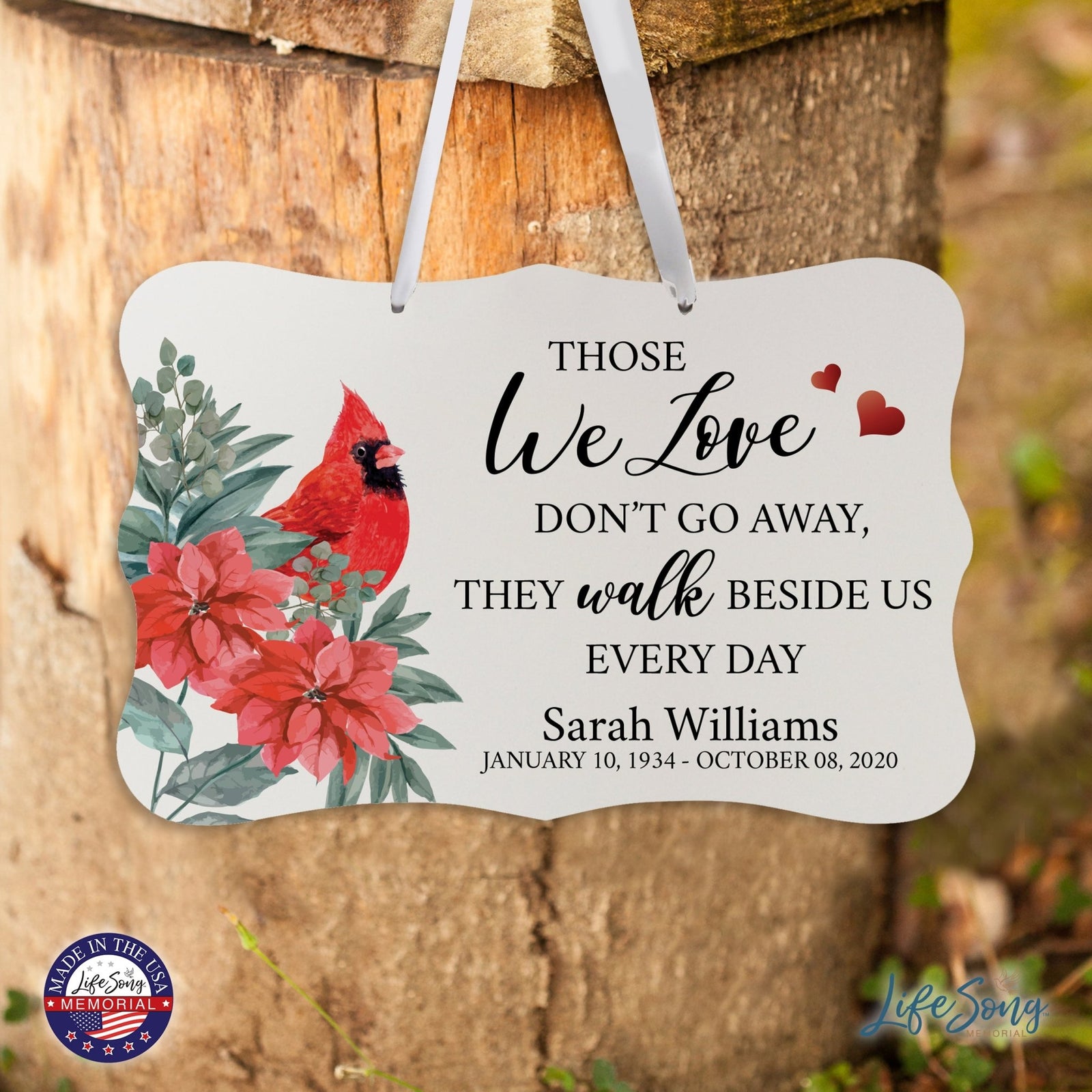 Personalized Cardinal Memorial Christmas Wall Sign 14in with Inspirational Verse Keepsake Gift Those We Love - LifeSong Milestones