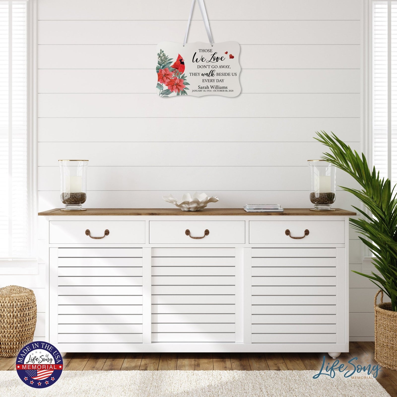 Personalized Cardinal Memorial Christmas Wall Sign 14in with Inspirational Verse Keepsake Gift Those We Love - LifeSong Milestones