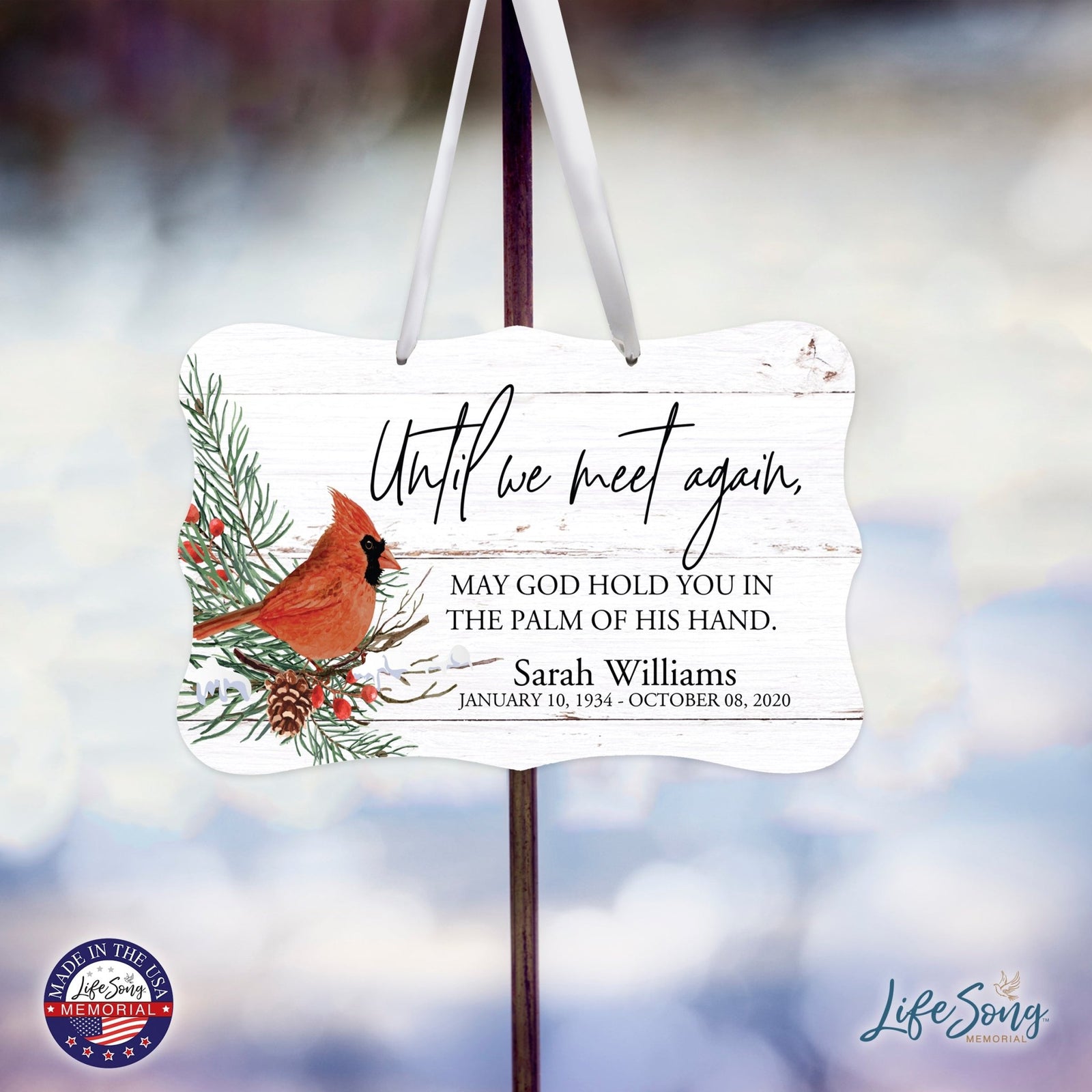 Personalized Cardinal Memorial Christmas Wall Sign 14in with Inspirational Verse Keepsake Gift Until We Meet Again - LifeSong Milestones