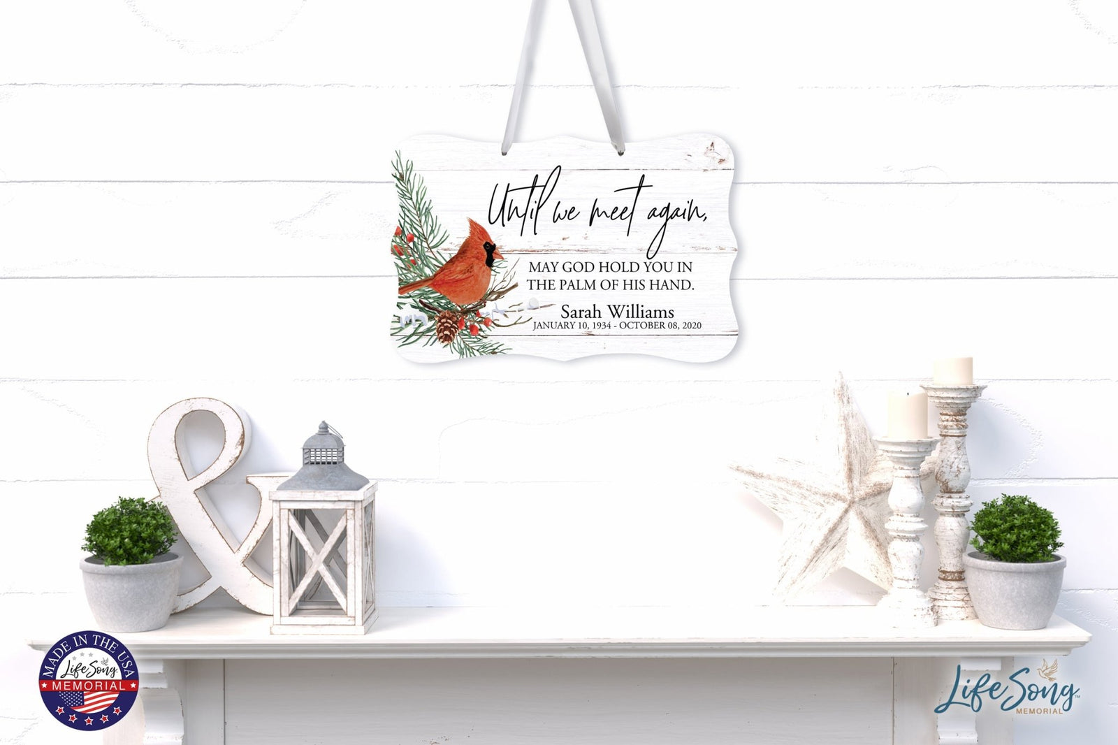Personalized Cardinal Memorial Christmas Wall Sign 14in with Inspirational Verse Keepsake Gift Until We Meet Again - LifeSong Milestones
