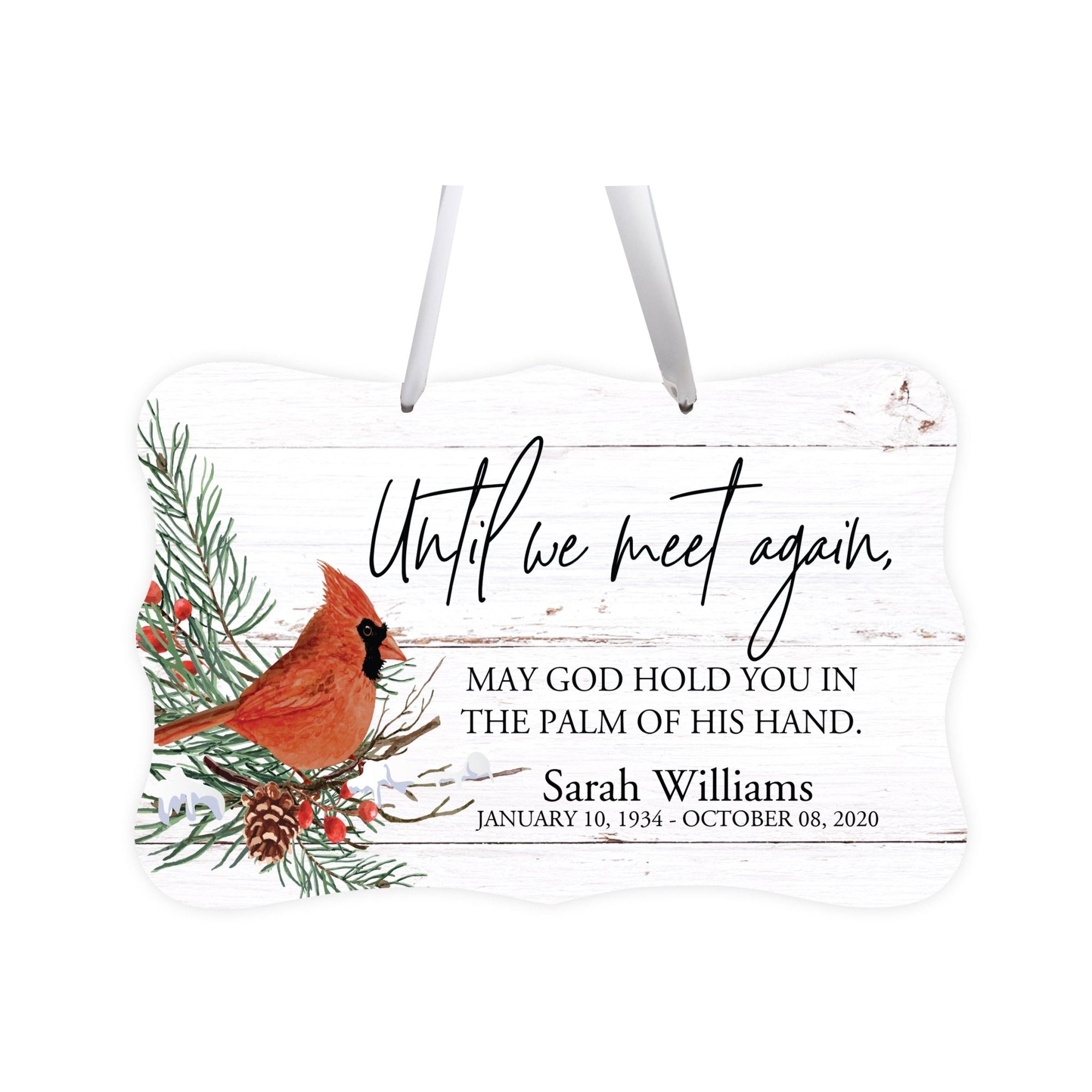 Personalized Cardinal Memorial Christmas Wall Sign 14in with Inspirational Verse Keepsake Gift Until We Meet Again - LifeSong Milestones