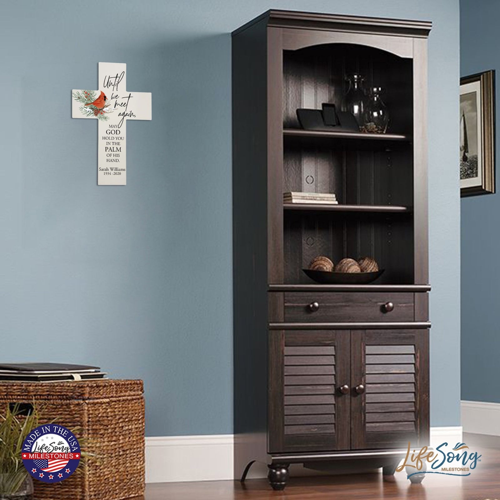 Personalized Cardinal Memorial Wall Cross - Until We Meet Again - LifeSong Milestones