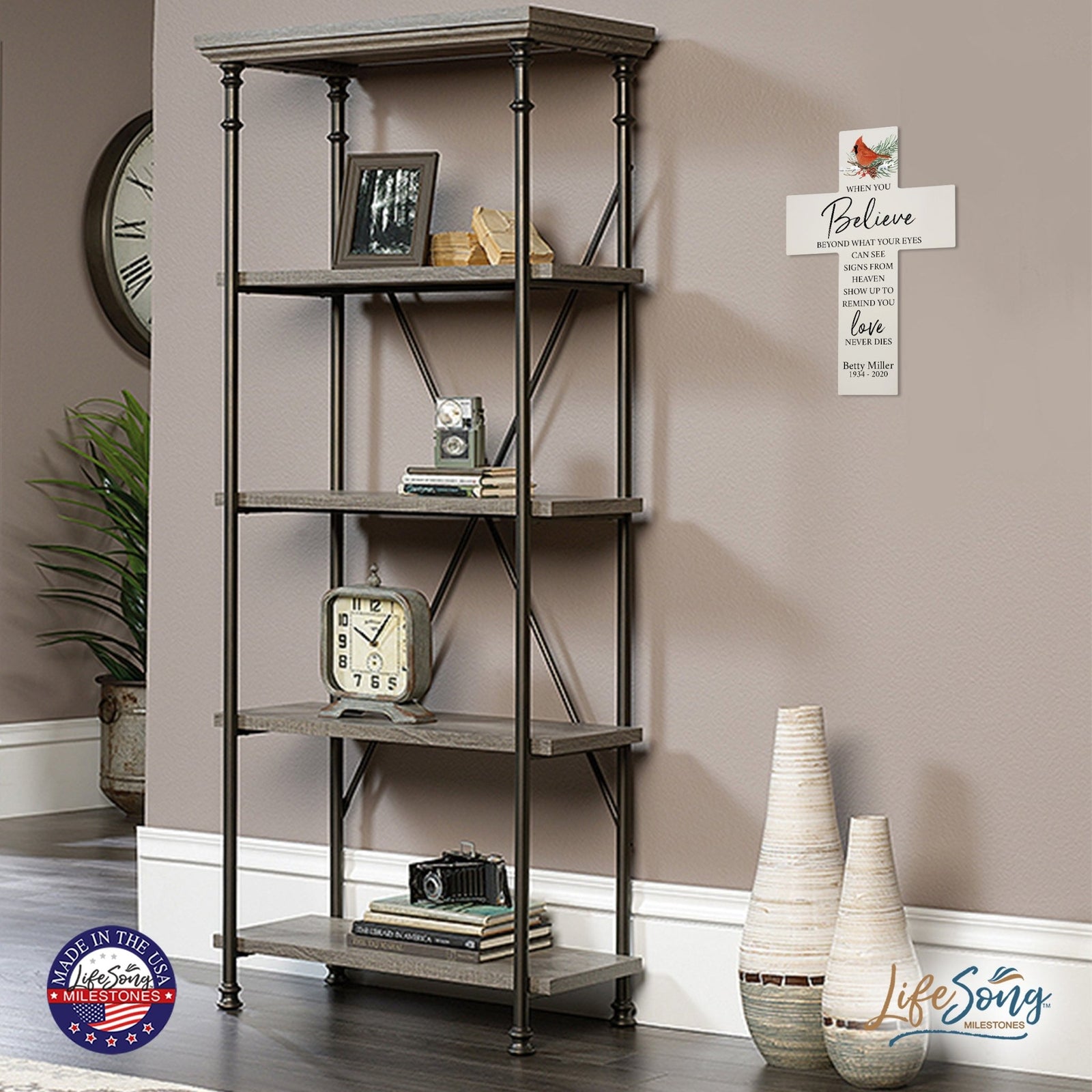 Personalized Cardinal Memorial Wall Cross - When You Believe - LifeSong Milestones