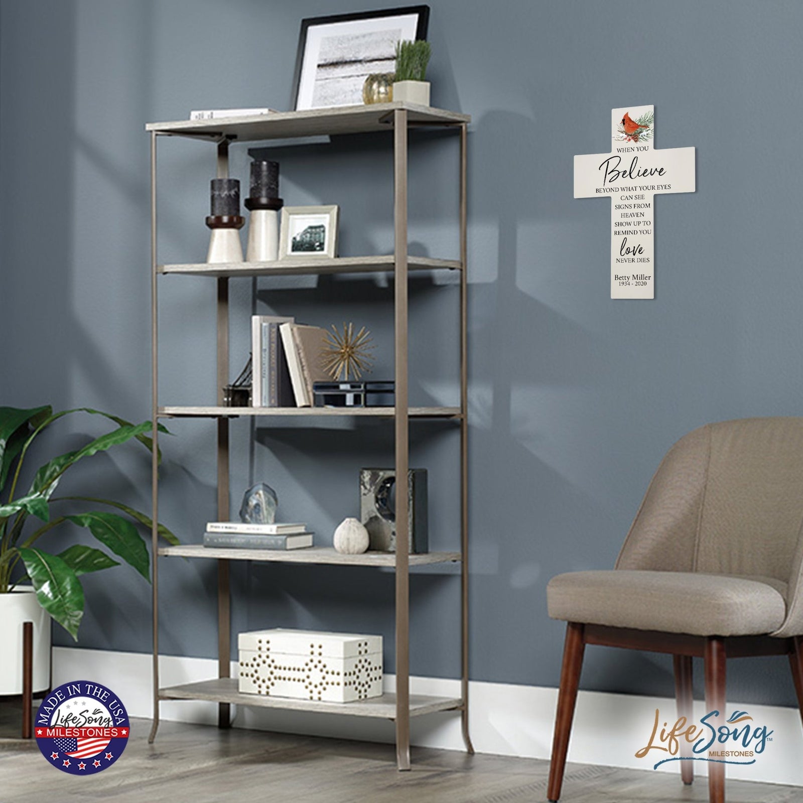 Personalized Cardinal Memorial Wall Cross - When You Believe - LifeSong Milestones