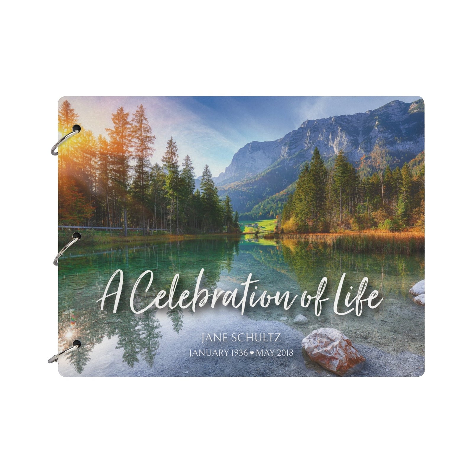 Personalized Celebration Of Life Funeral Guest Books For Memorial Services Registry With Wooden Cover - A Celebration Of Life - LifeSong Milestones