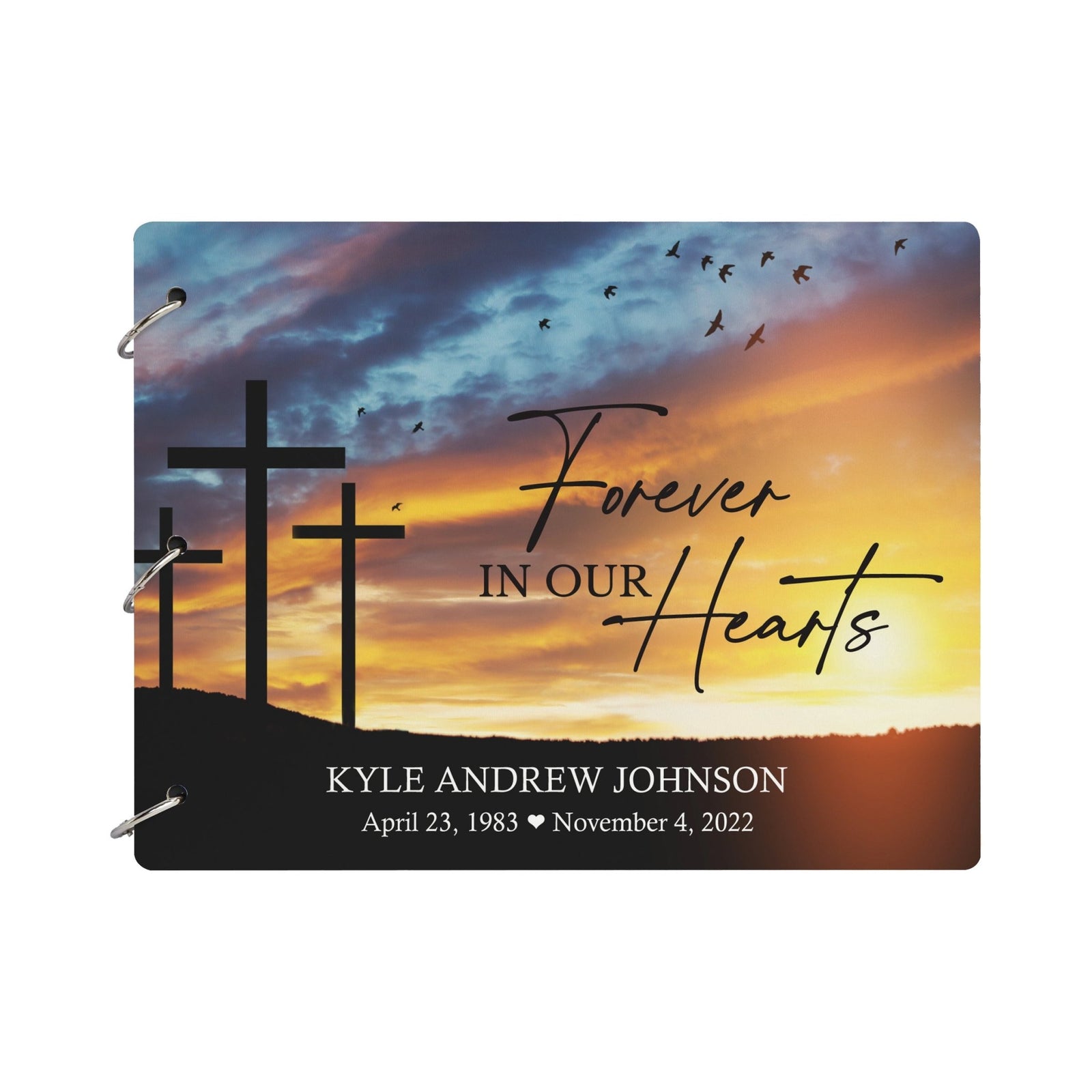 Personalized Celebration Of Life Funeral Guest Books For Memorial Services Registry With Wooden Cover - Forever In Our Hearts - LifeSong Milestones