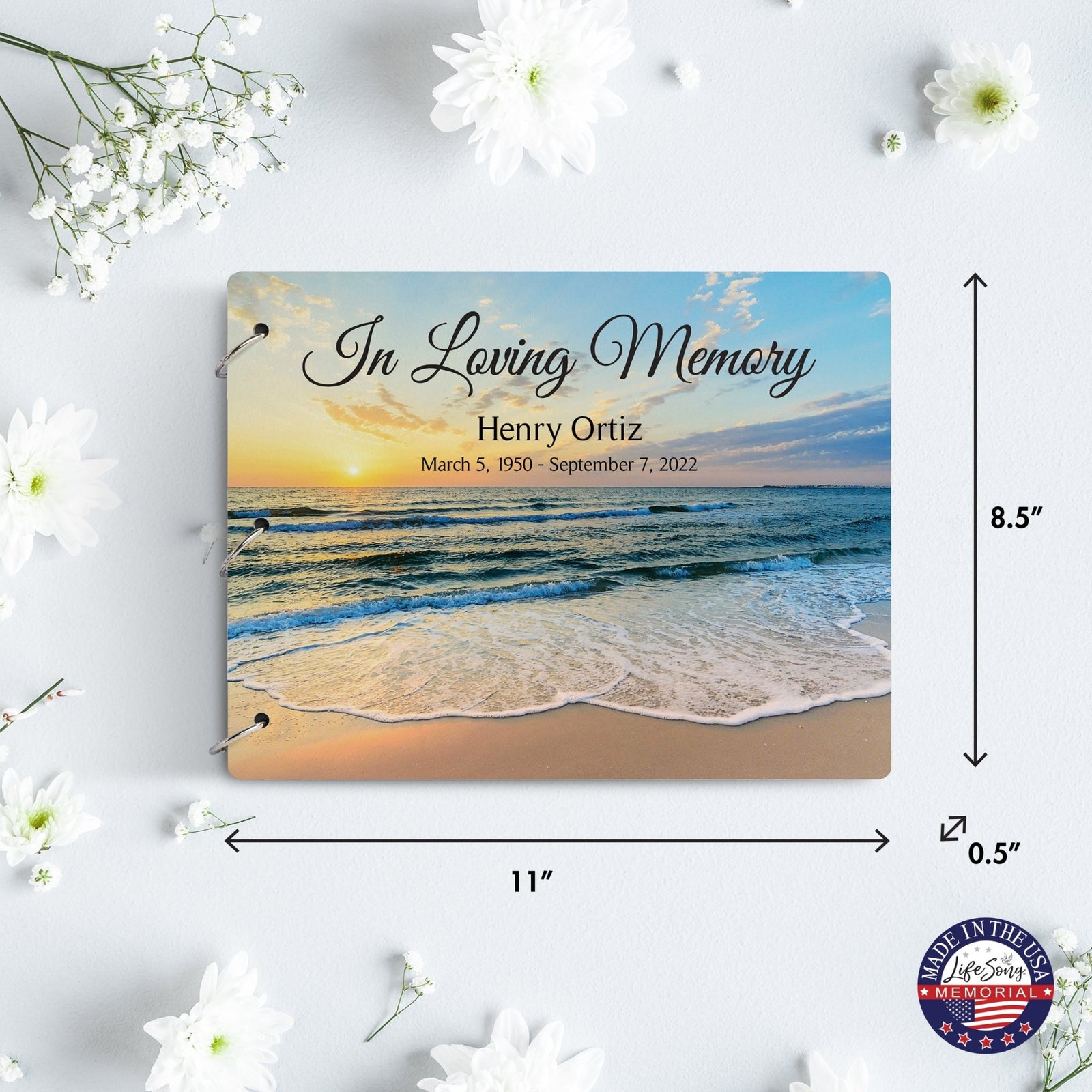 Personalized Celebration Of Life Funeral Guest Books For Memorial Services Registry With Wooden Cover - In Loving Memory - LifeSong Milestones