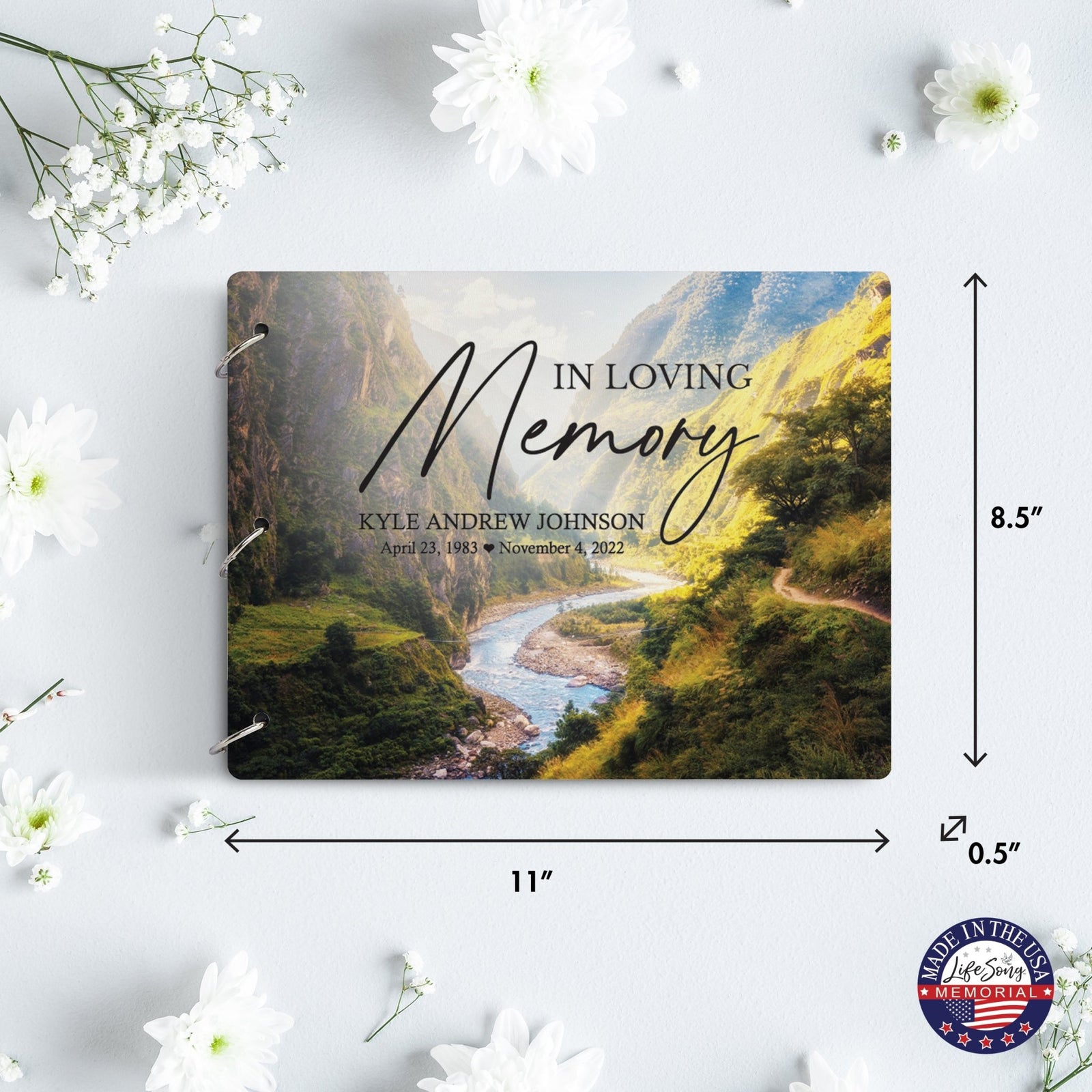 Personalized Celebration Of Life Funeral Guest Books For Memorial Services Registry With Wooden Cover - In Loving Memory - LifeSong Milestones