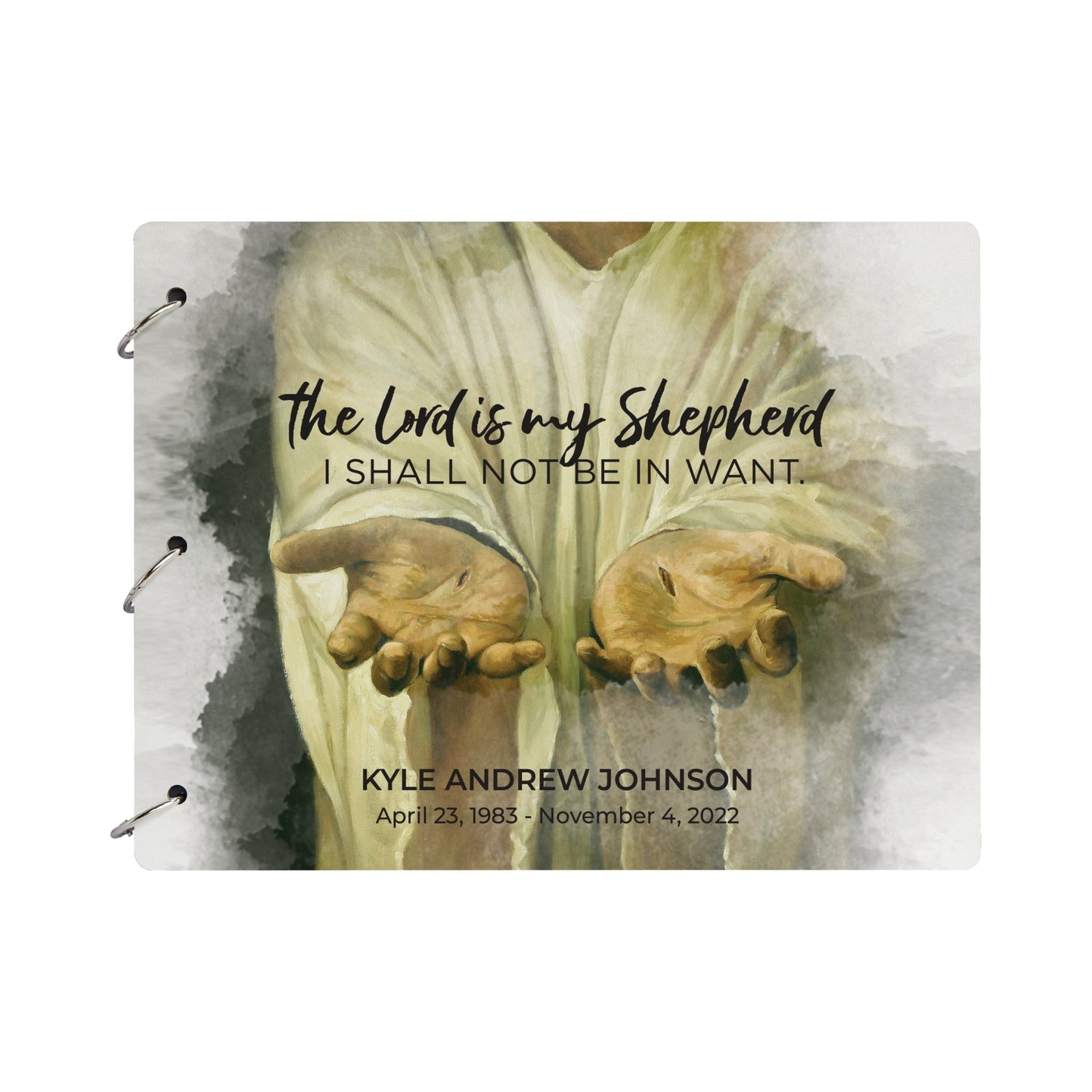 Personalized Celebration Of Life Funeral Guest Books For Memorial Services Registry With Wooden Cover - The Lord Is My Shepherd - LifeSong Milestones