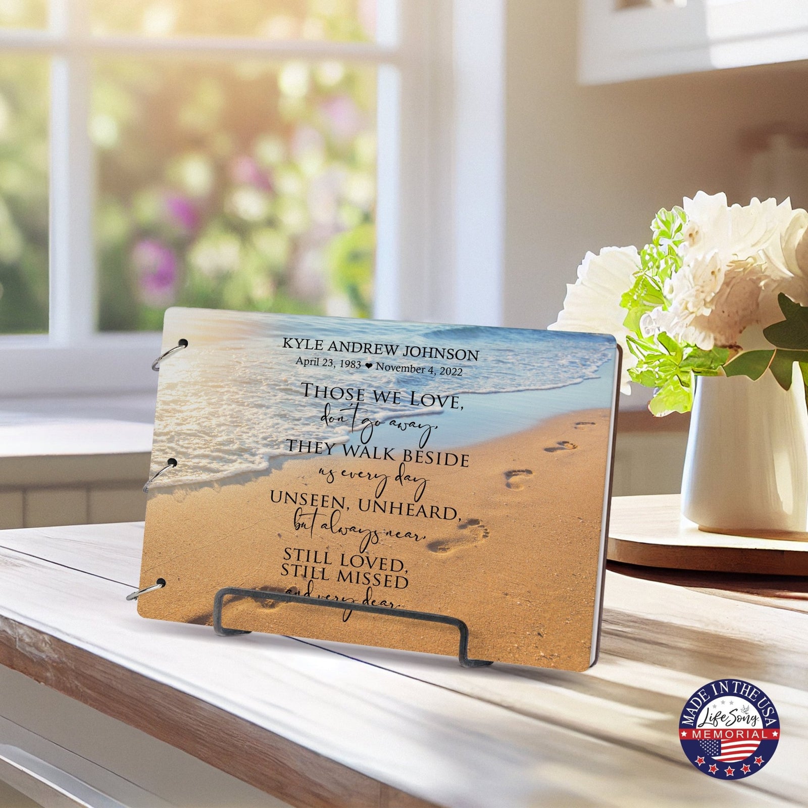 Personalized Celebration Of Life Funeral Guest Books For Memorial Services Registry With Wooden Cover - Those We Love - LifeSong Milestones